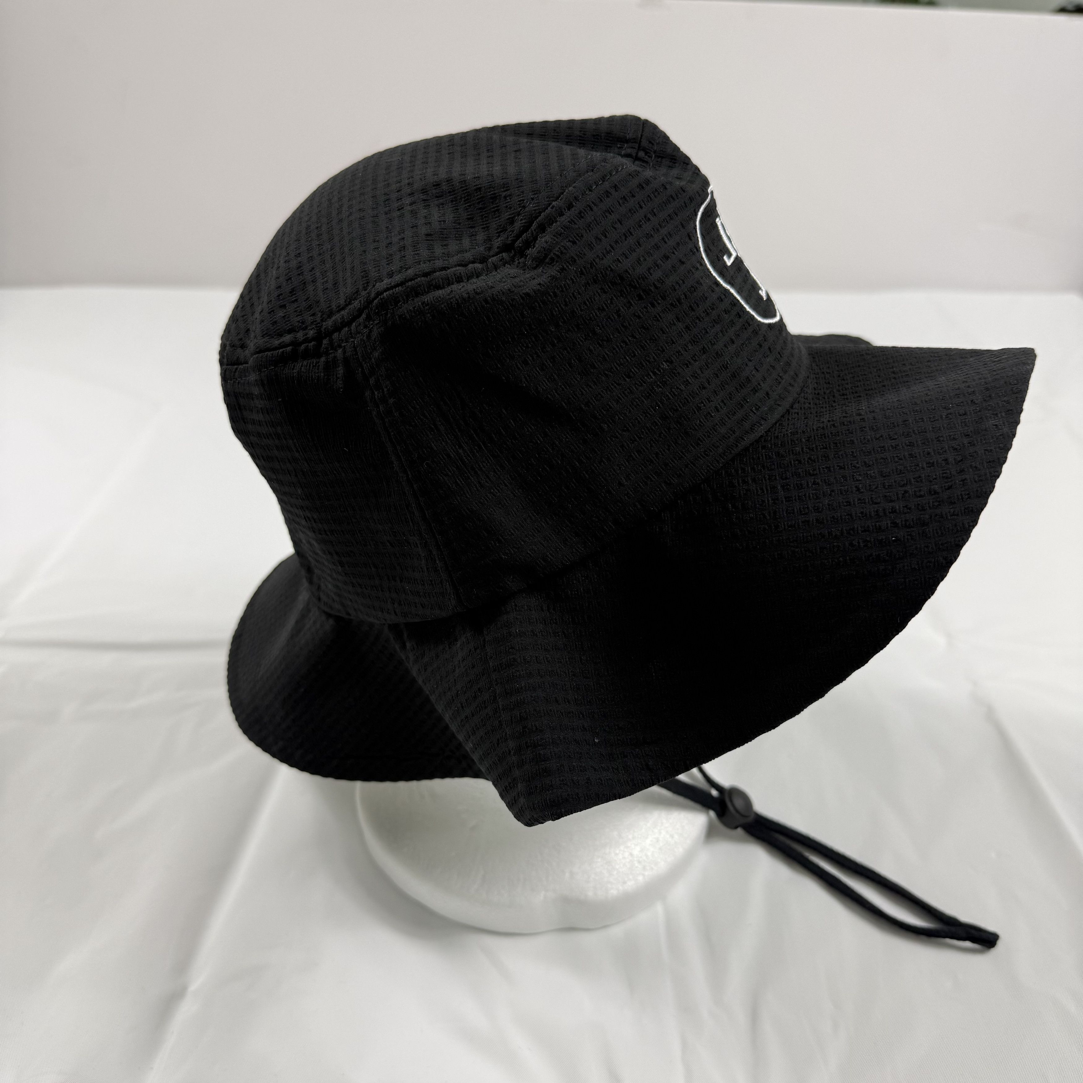 Jungles Jungles Jungles Seersucker Wide Brimmed Hat Black Logo O/S Size ONE SIZE - 3 Thumbnail