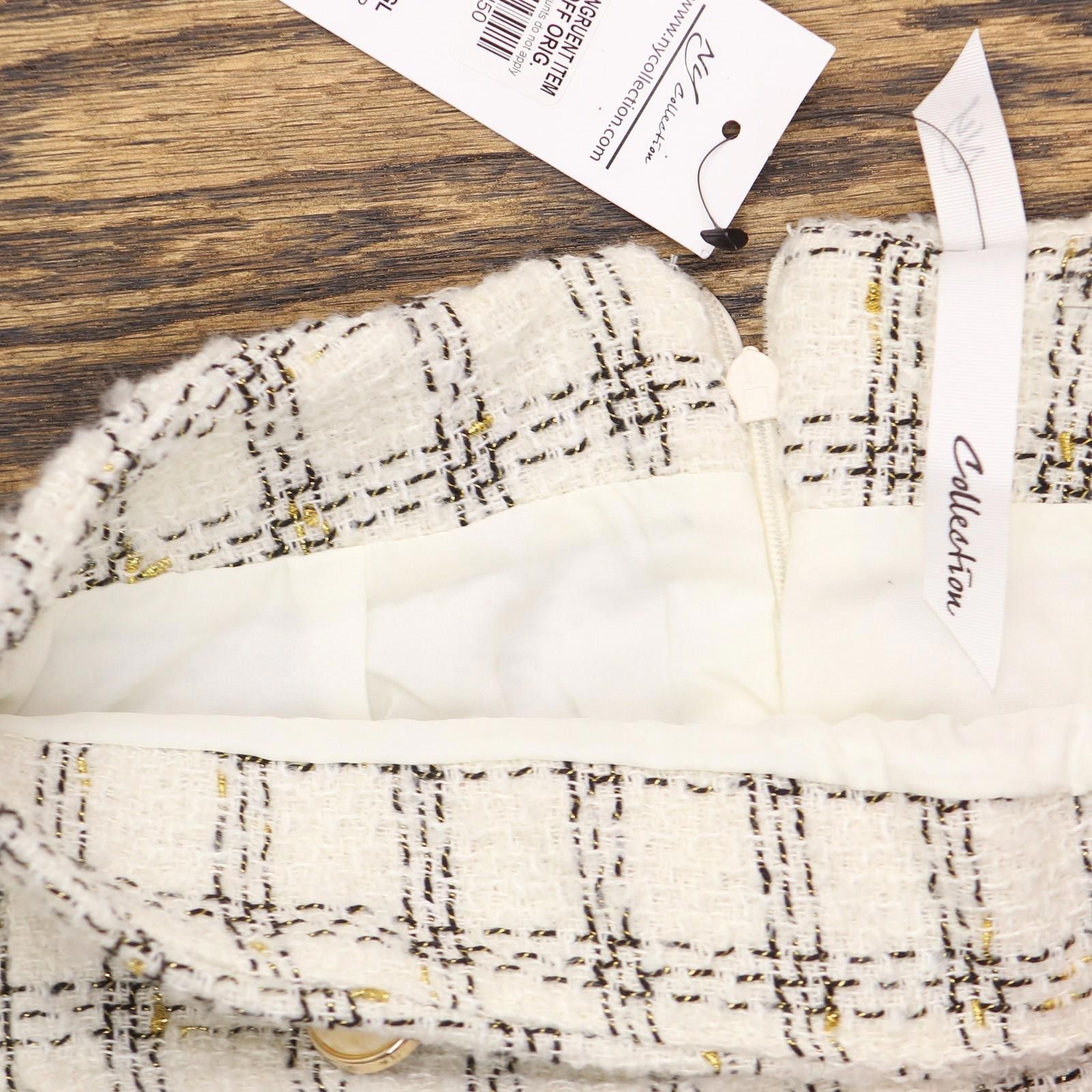 Other Nwt Ny Collection Knit Petite Skirt Ptdk2434 White Gold Ps Size 28" / US 6 / IT 42 - 4 Thumbnail
