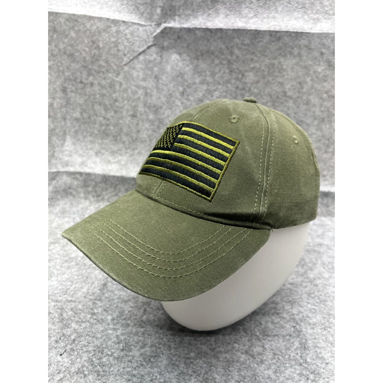 Vintage PUGS USA Flag Hat Cap Trucker One Size Green 100% Cotton Adjustable Mens Hat / Cap Adult Green Flag USA Theme Size ONE SIZE - 4 Thumbnail