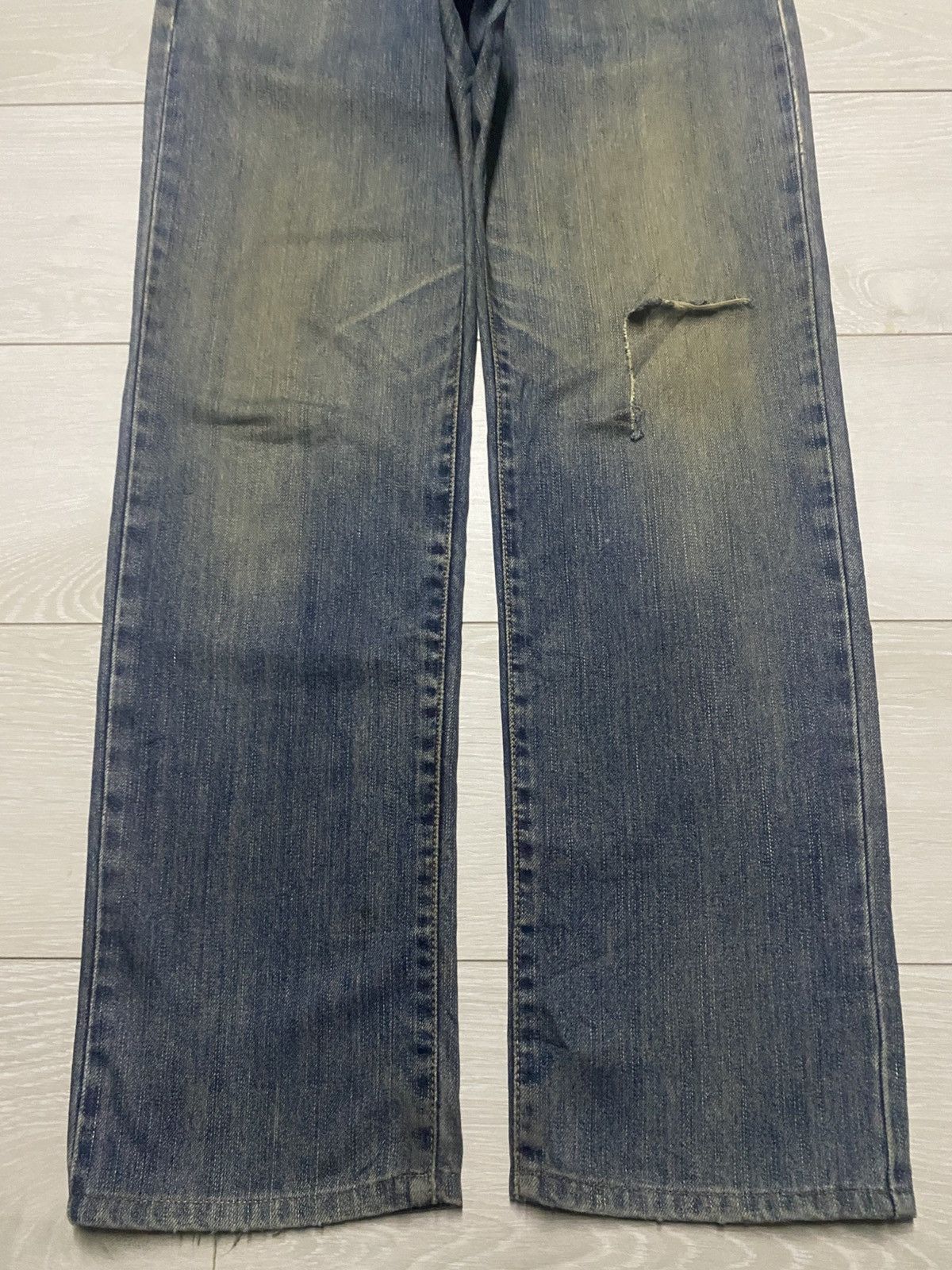 Japanese Brand Vintage Edwin International Basic Mud Wash Distressed Jeans Size US 31 - 5 Thumbnail