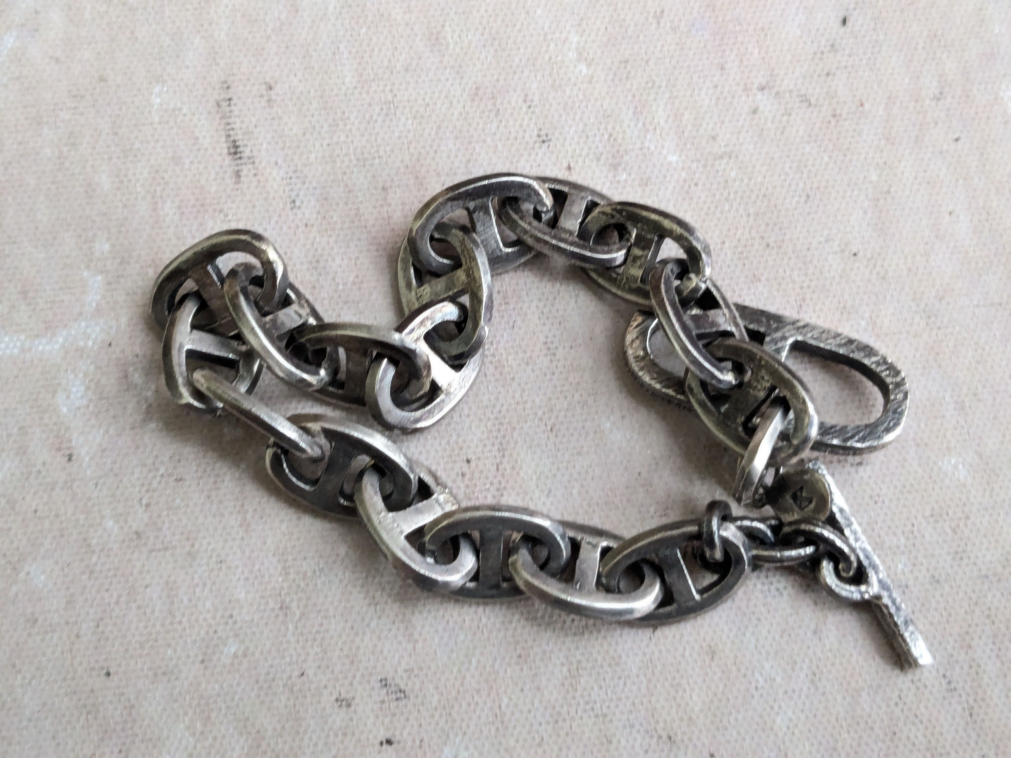 Jewelry Vintage Sterling Silver Bracelet Anchor Mariner 8.5" Size ONE SIZE - 7 Thumbnail