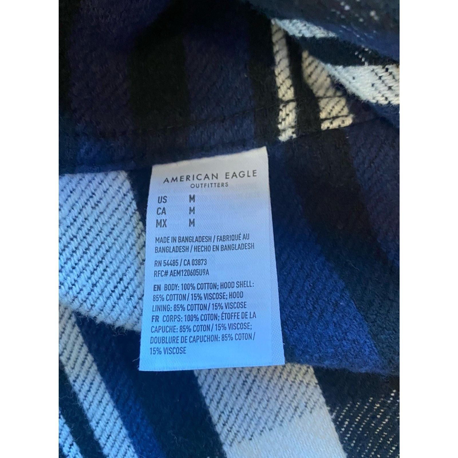 American Eagle Outfitters American Eagle Shirt Mens M Blue Flannel Detachable Hood Size US M / EU 48-50 / 2 - 9 Thumbnail