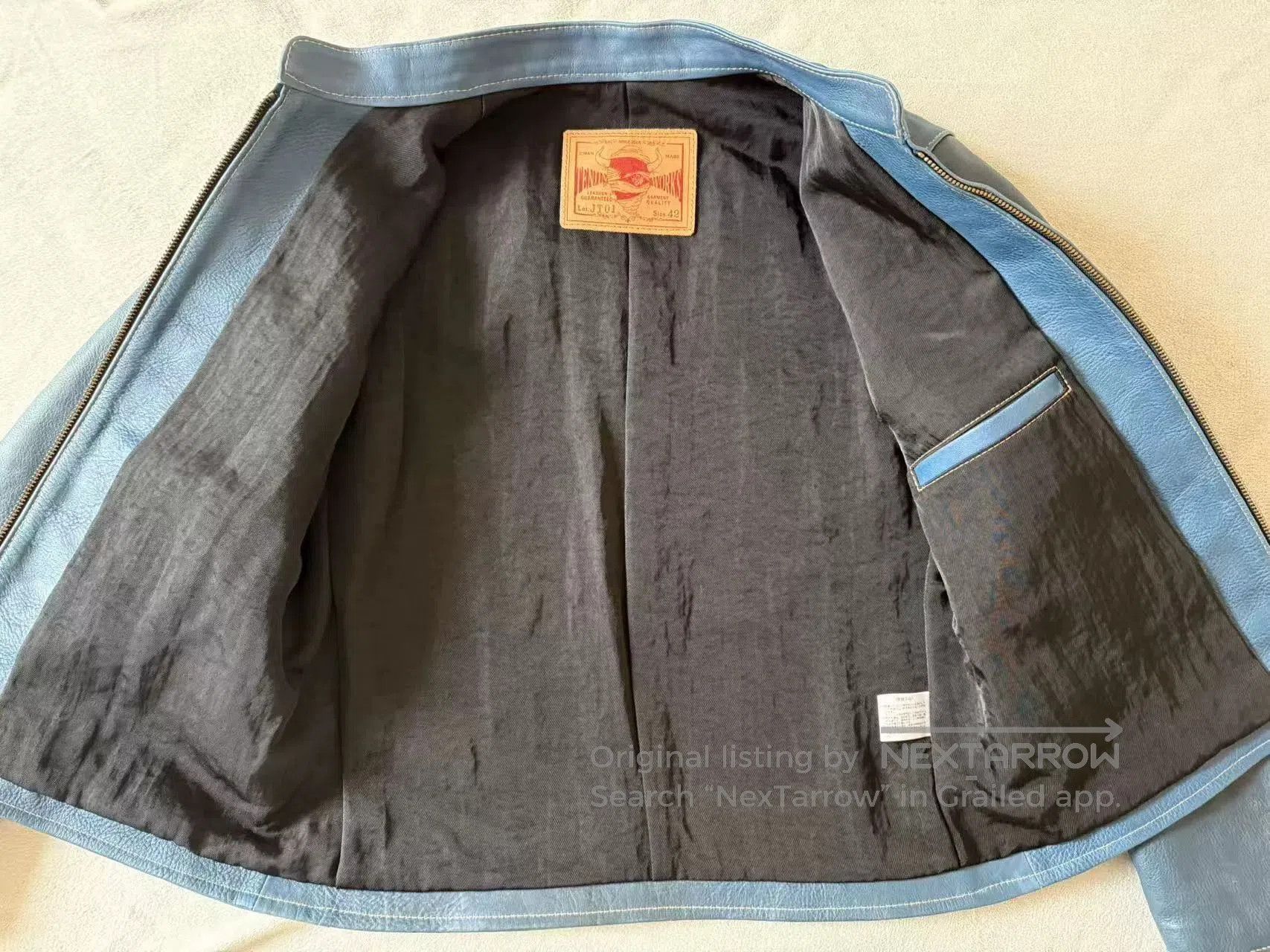 Other Tenjin Works JT01 Cobalt Blue Leather Jacket. Size US XS / EU 42 / 0 - 6 Thumbnail