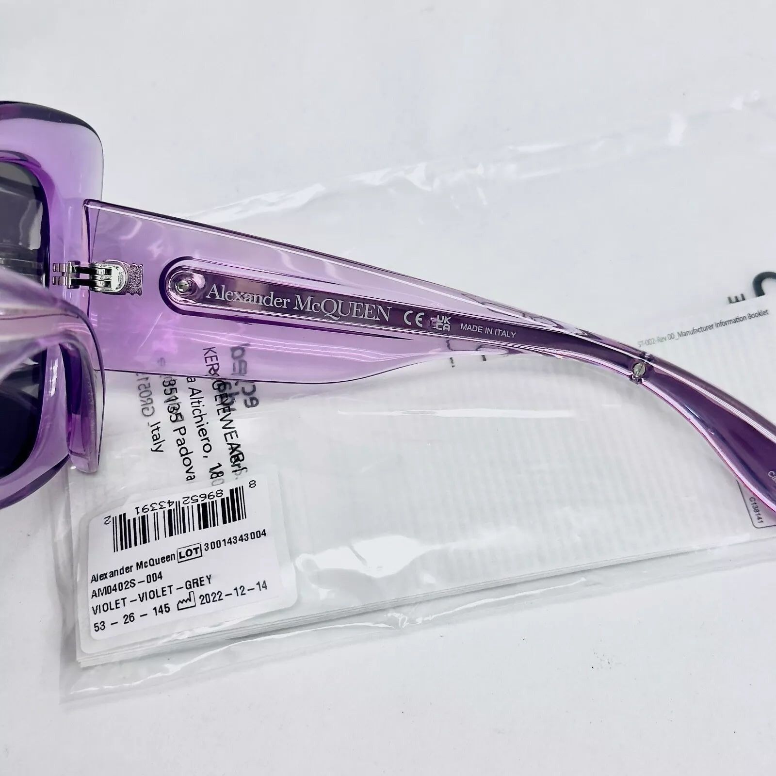 Alexander McQueen ALEXANDER MCQUEEN Violet Translucent AM0402S 0402 004 Size ONE SIZE - 8 Thumbnail