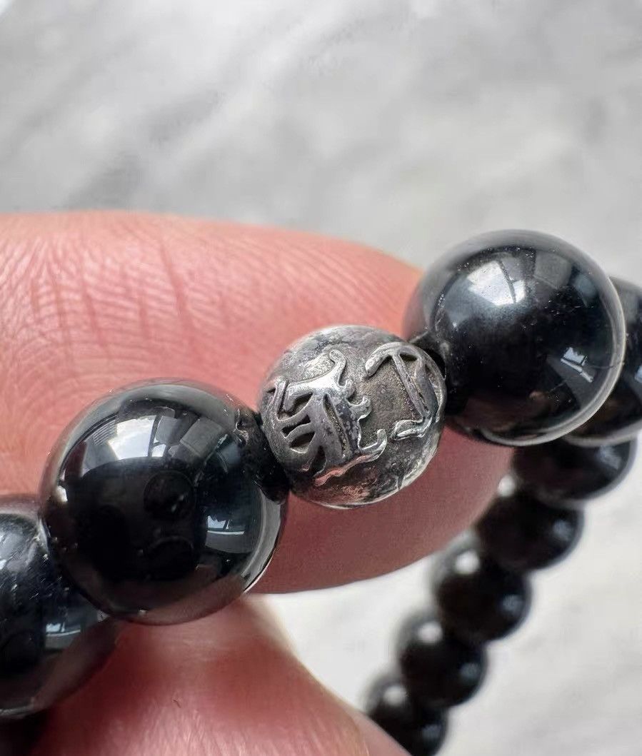 Chrome Hearts Obsidian Four Silver Beads Bracelet
