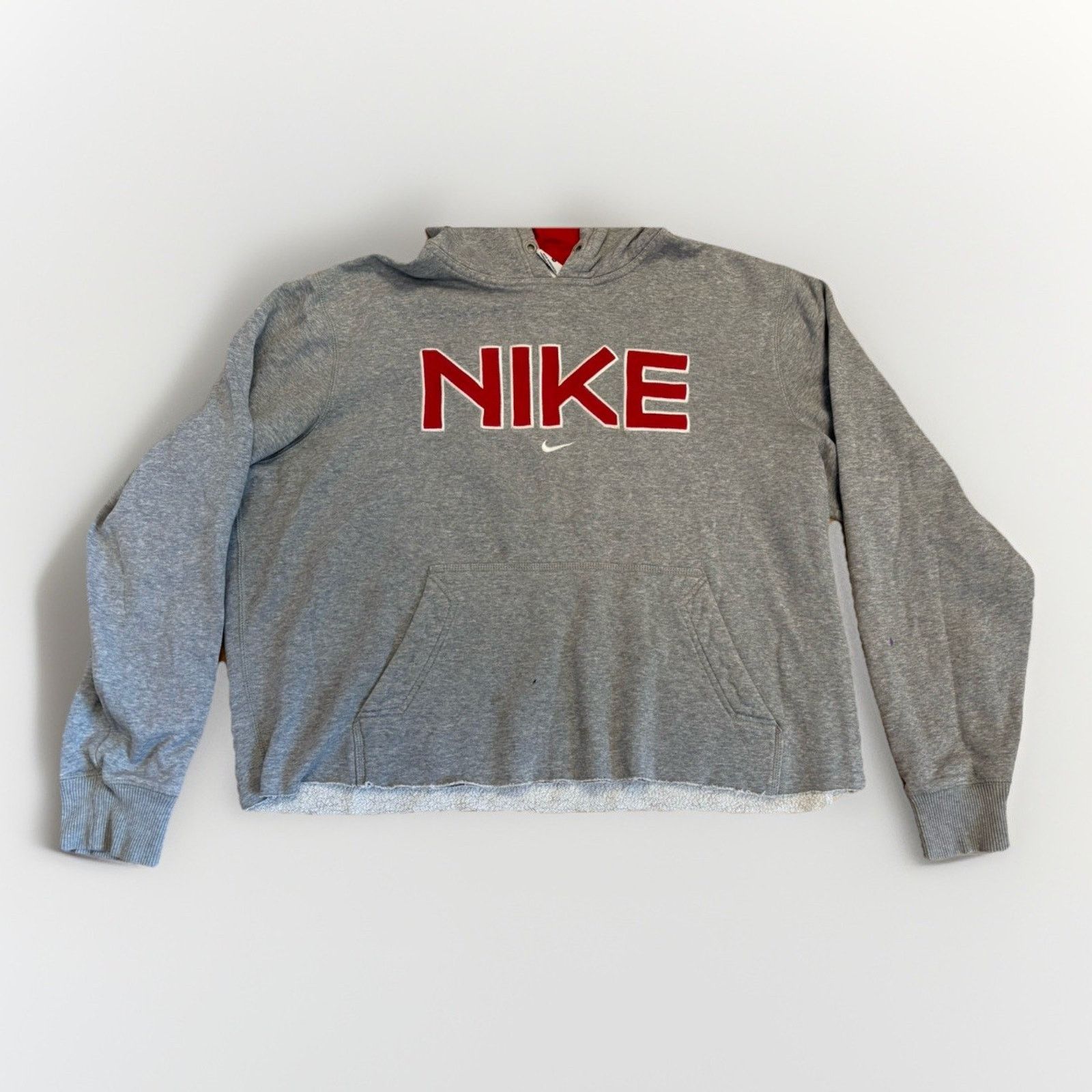 Nike DISTRESSED THRASHED Y2K NIKE Big Logo Hoodie Sz XL Cropped Size US XL / EU 56 / 4 - 4 Thumbnail