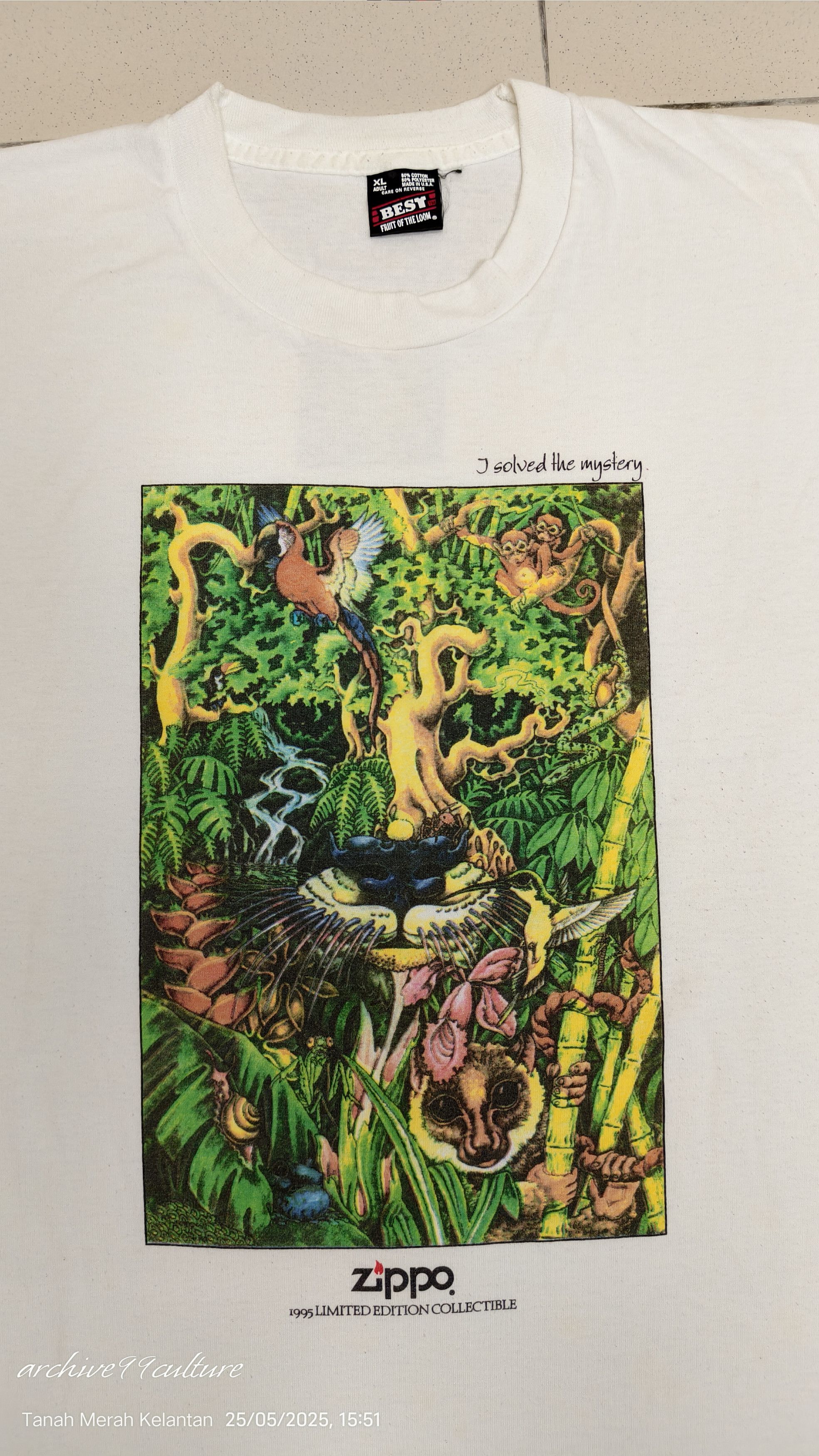 Zippo Vintage 1993 Zippo “I Solved the Mystery” Jungle Graphic T Size US XL / EU 56 / 4 - 8 Thumbnail