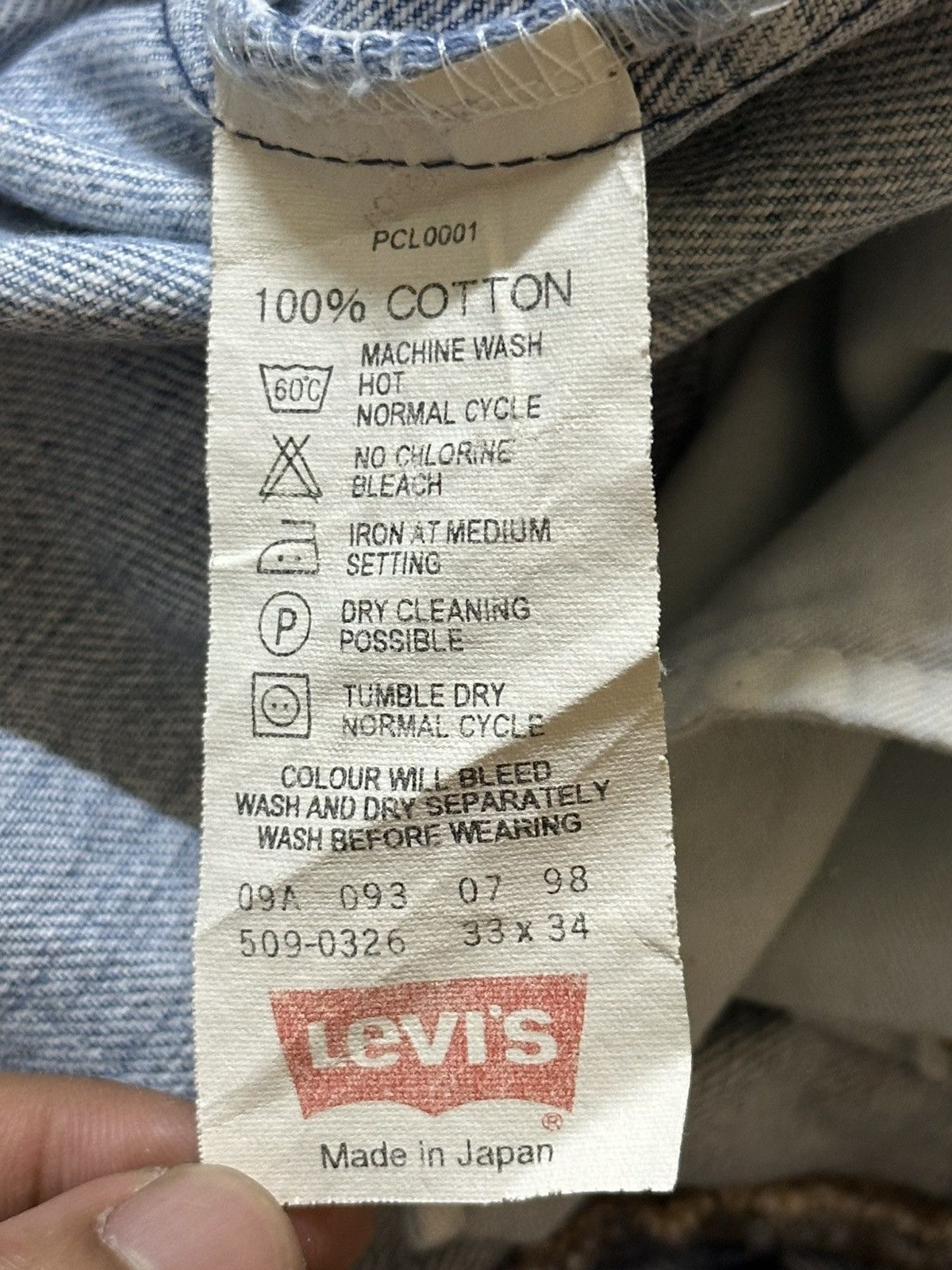 Levi's Vintage Japan 80s Levis 509 Blue Faded Wash Distressed Jeans Size US 33 - 10 Thumbnail
