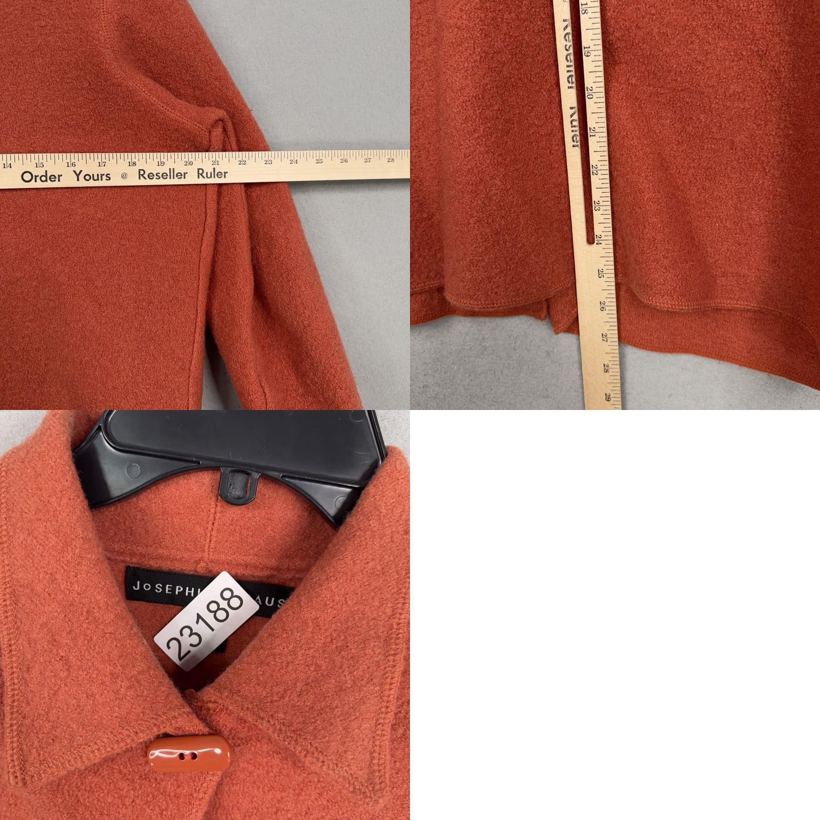 Vintage VINTAGE Josephine Chaus Jacket Womens Medium Rust Boiled Wool Button 90s Orange Wool Coat Size M / US 6-8 / IT 42-44 - 10 Thumbnail