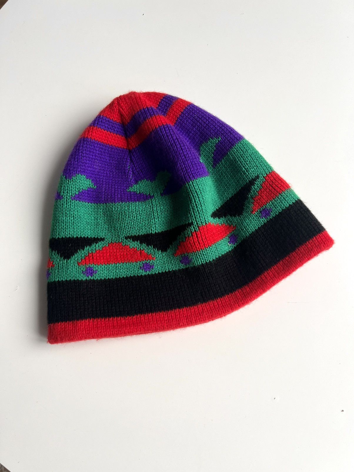 Lacoste × Vintage Vintage 80s Chemise Lacoste Mosaic Knitted Acrylic Hat Size ONE SIZE - 3 Thumbnail