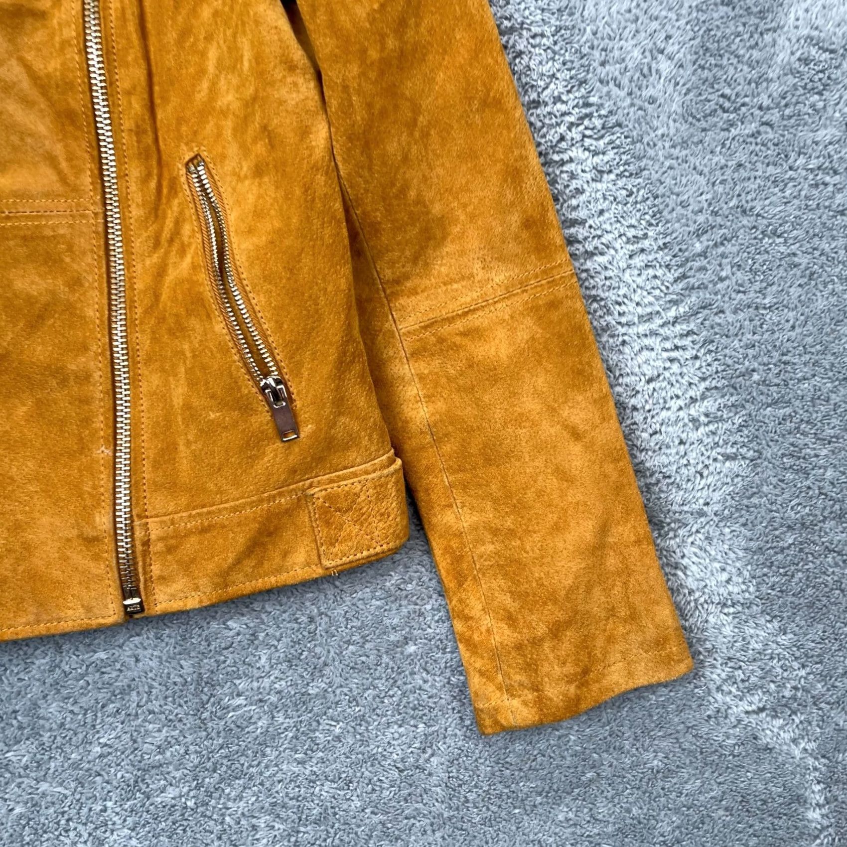 Mango Mango Yellow Biker Jacket Womens XS Leather Asymmetrical Zip Size XS / US 0-2 / IT 36-38 - 2 Thumbnail
