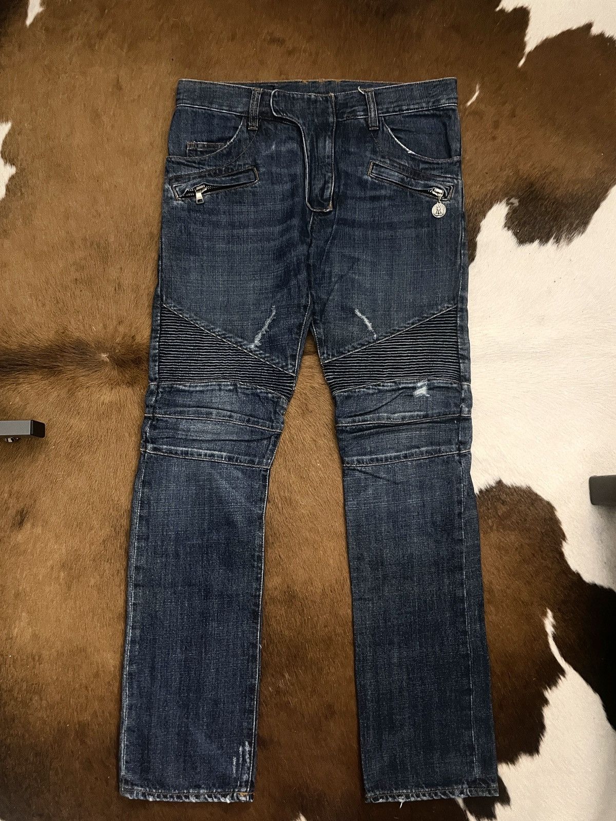 レア Balmain Decarnin(デカルナン)期Biker jeans Balmain Decarnin Era Japanesse Denim Biker Jeans Size 32