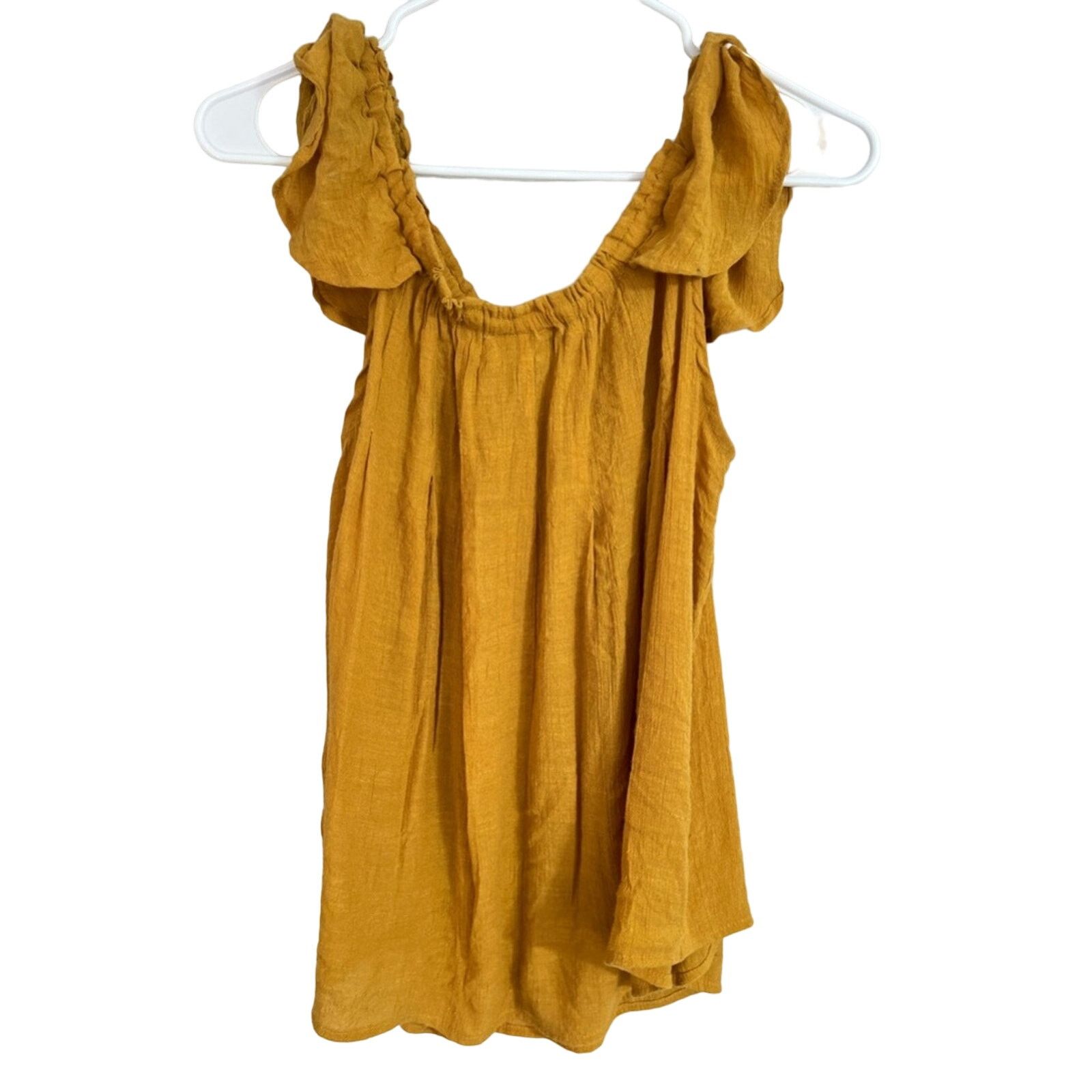Other Speed Limit Crop Top Juniors XL Mustard Smoched Puff Sleeve Size XL / US 12-14 / IT 48-50 - 2 Thumbnail