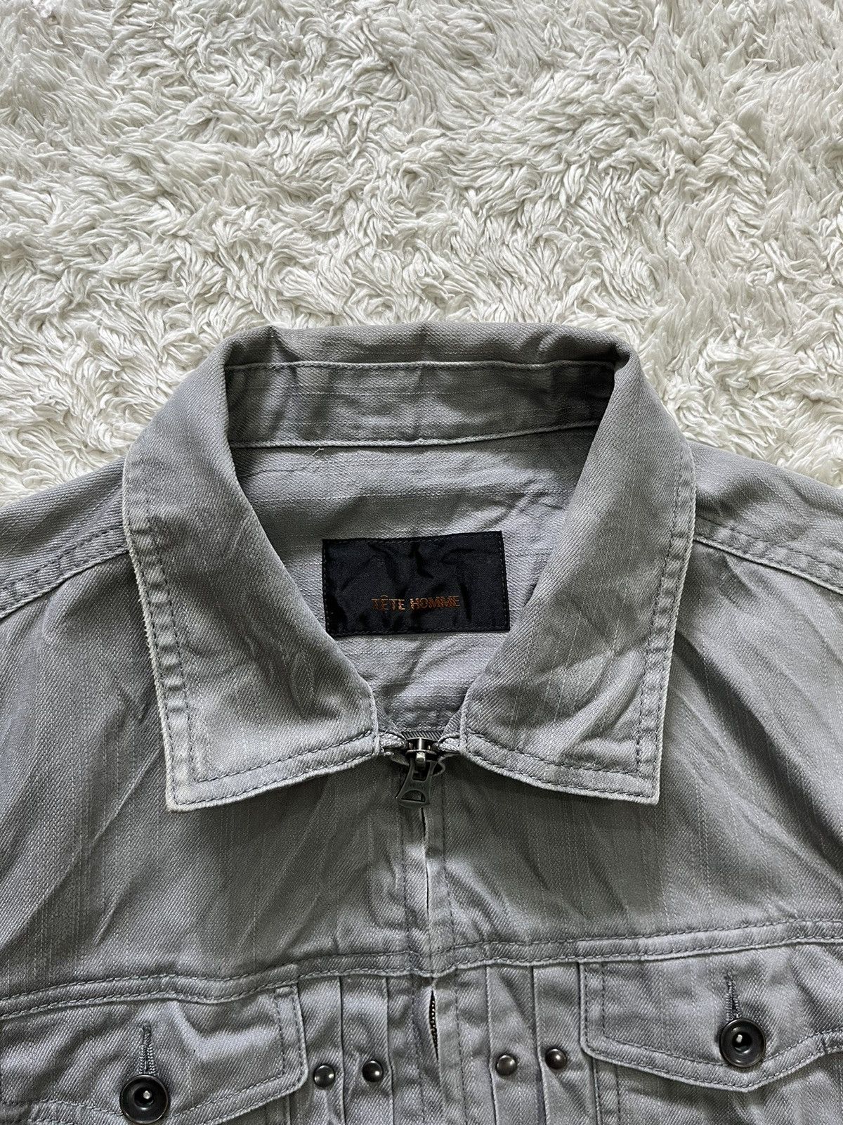Issey Miyake × Tete Homme vintage tete homme herringbone twill wrinkled denim jacket Size US M / EU 48-50 / 2 - 3 Thumbnail