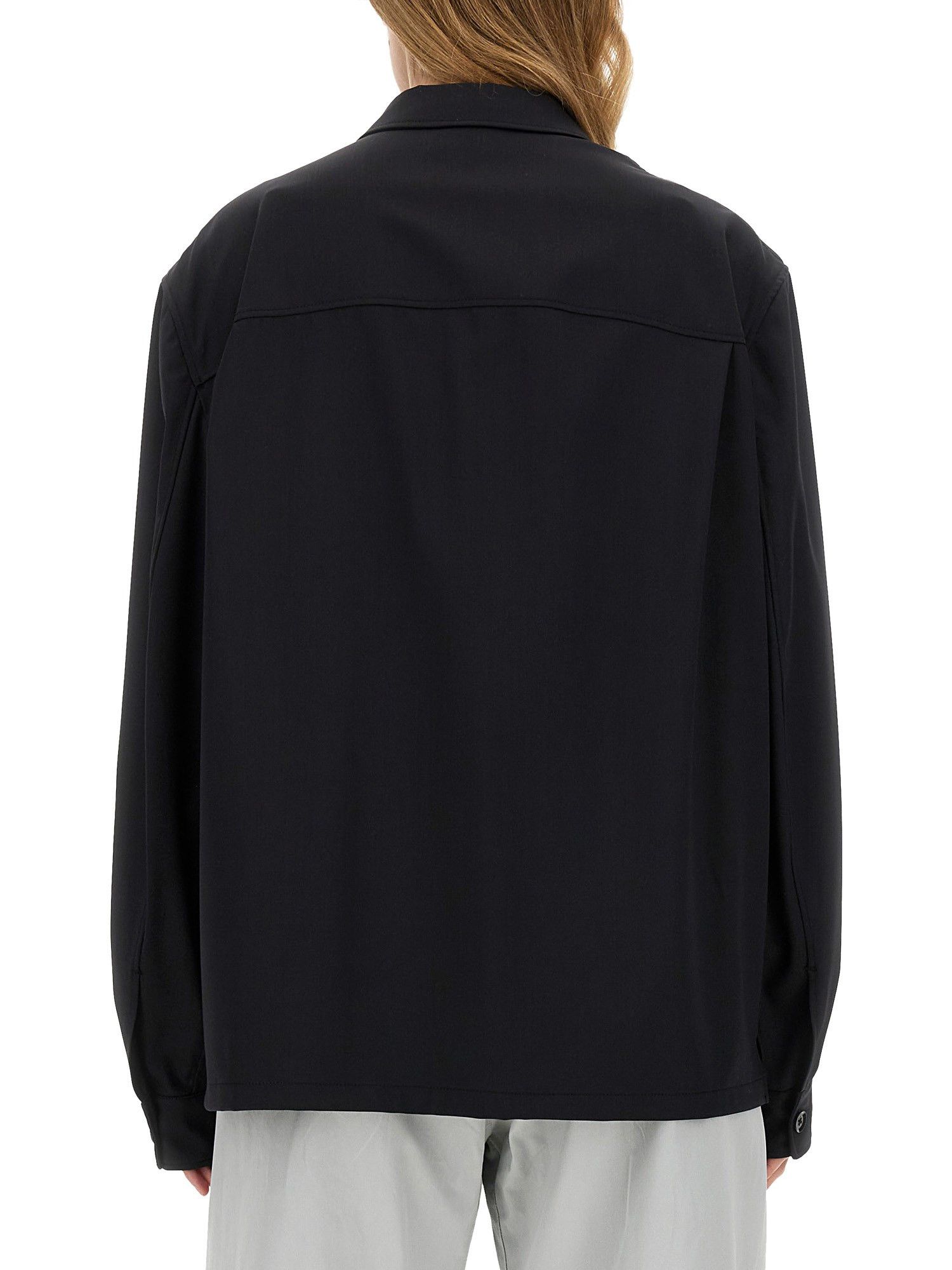 Lemaire o1s22i1n1024 Double-Breasted Twill Overshirt in Black Size S / US 4 / IT 40 - 3 Thumbnail