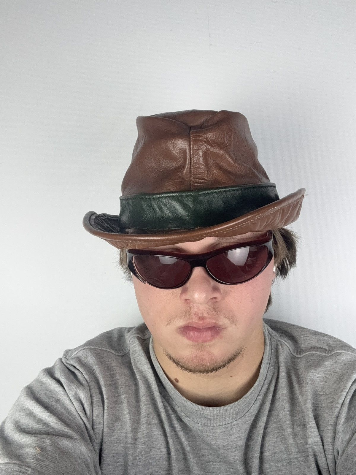 Vintage Vintage 90s Leather Western Rock USA Cowboy fedora hat Size ONE SIZE - 3 Thumbnail