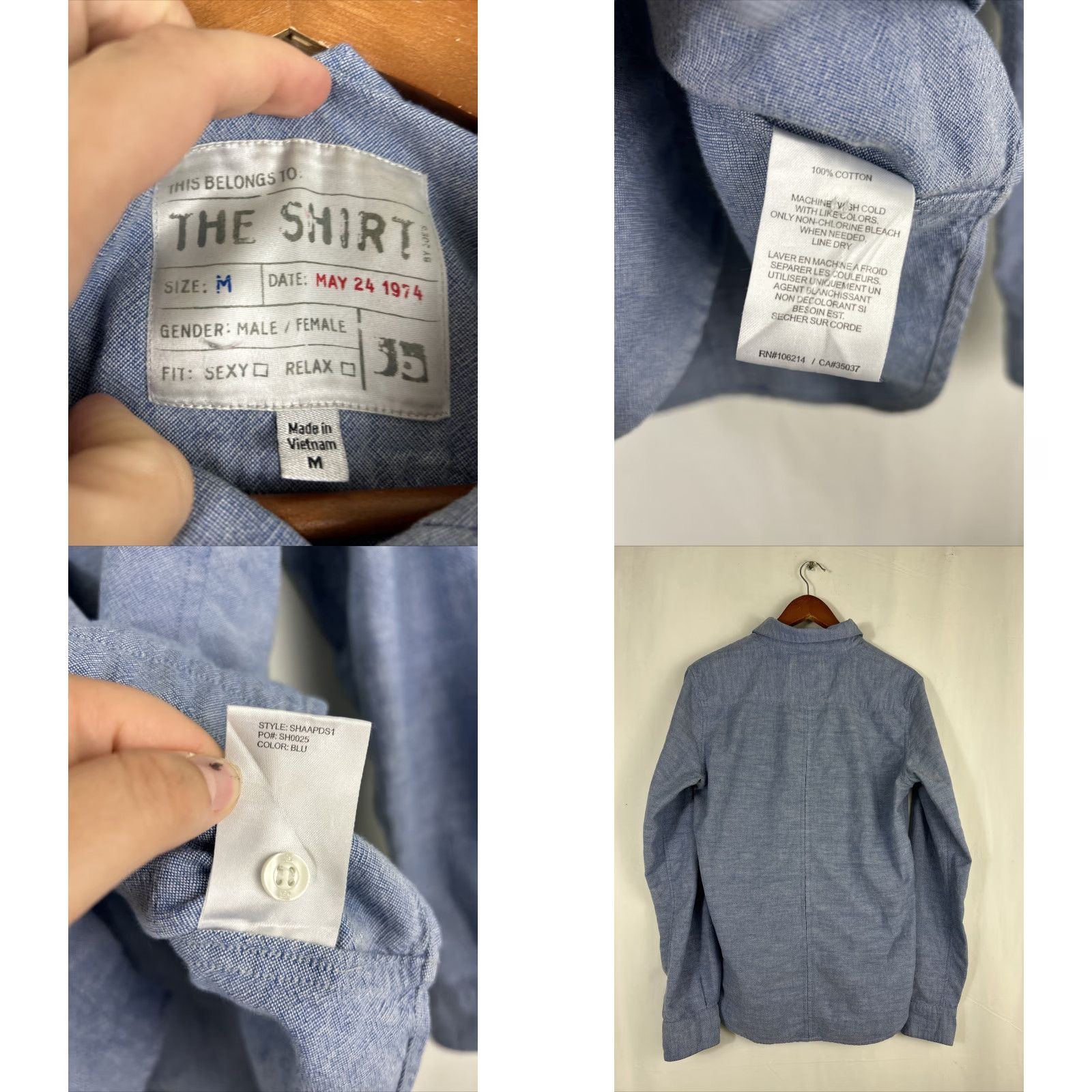Vintage Joes Jeans "The Shirt" Cotton Utility Button-Front Shirt Unisex Blue Medium Relaxed Size M Mens Shirt Size US M / EU 48-50 / 2 - 8 Thumbnail