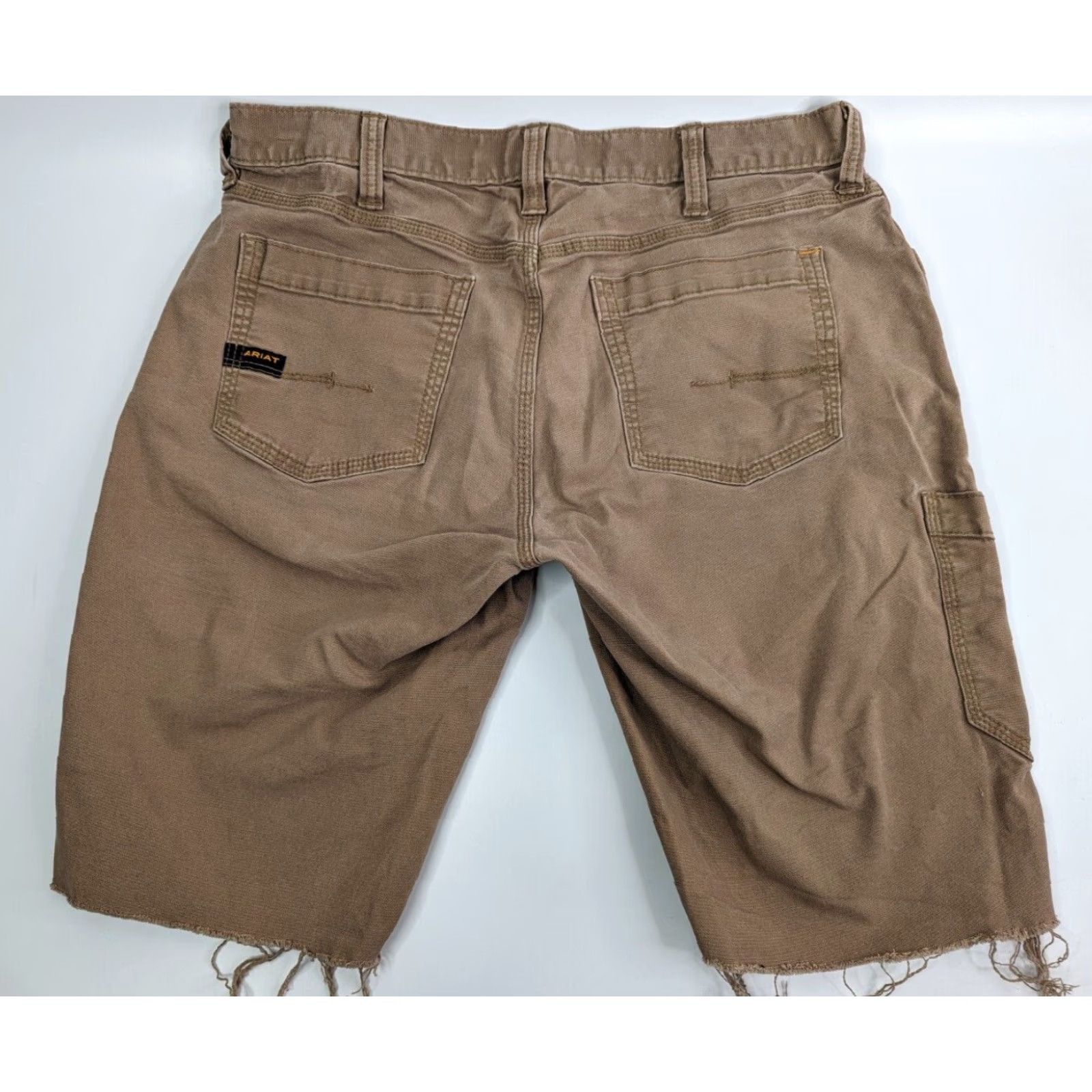 Ariat Ariat Mens Cargo Shorts 34 Brown Rebar M4 Relaxed Straight Pocket Work Raw Hem Size US 34 / EU 50 - 3 Thumbnail