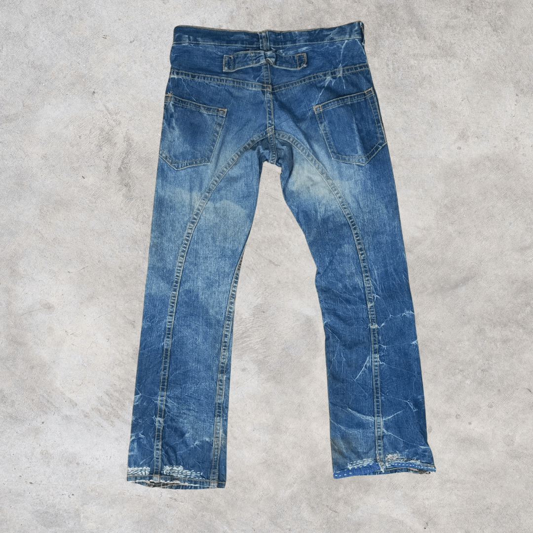 Alfredo Bannister VTG ALFREDO BANNISTER RAGRISE Y2K sashiko FLARE jeans Size 32" / US 10 / IT 46 - 2 Thumbnail