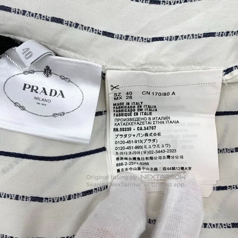 Prada Prada White vertical stripe logo letter bullet screen cott Size US XXS / EU 40 - 7 Thumbnail