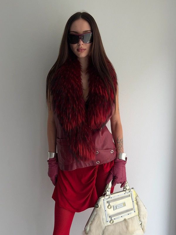 Fur jacket real leather and real fur