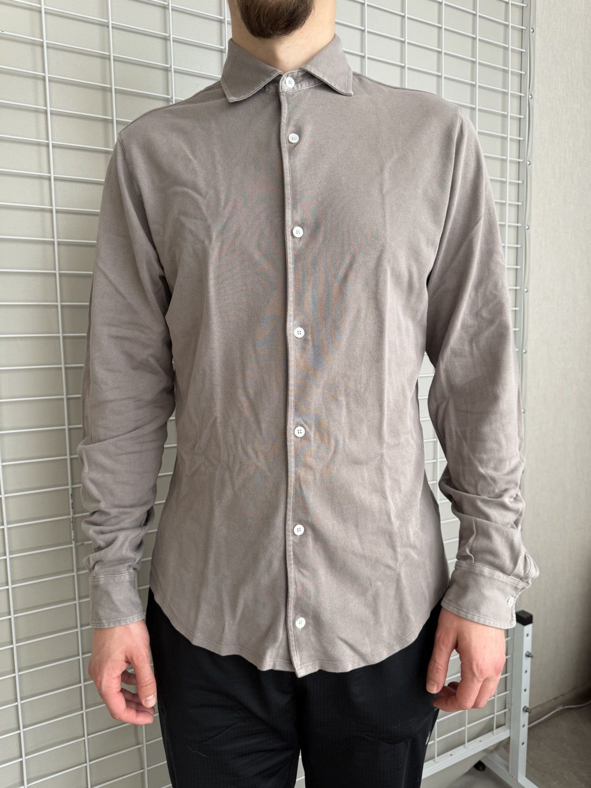 Fedeli Fedeli Pique Button Shirt Mens Size 52 or M Chambray Size US M / EU 48-50 / 2 - 14 Thumbnail
