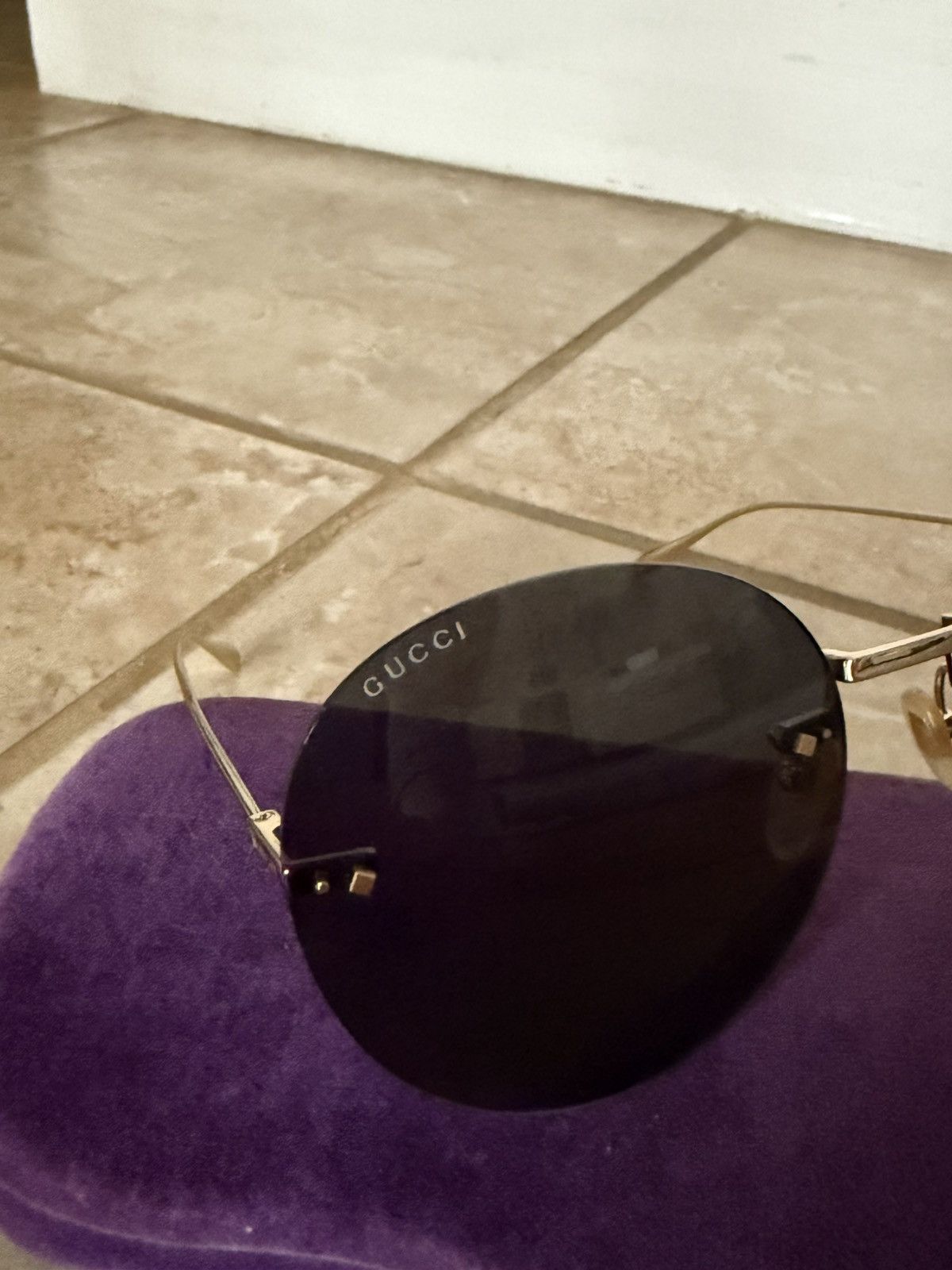 Gucci Gucci Black Round Sunglasses Size ONE SIZE - 7 Thumbnail