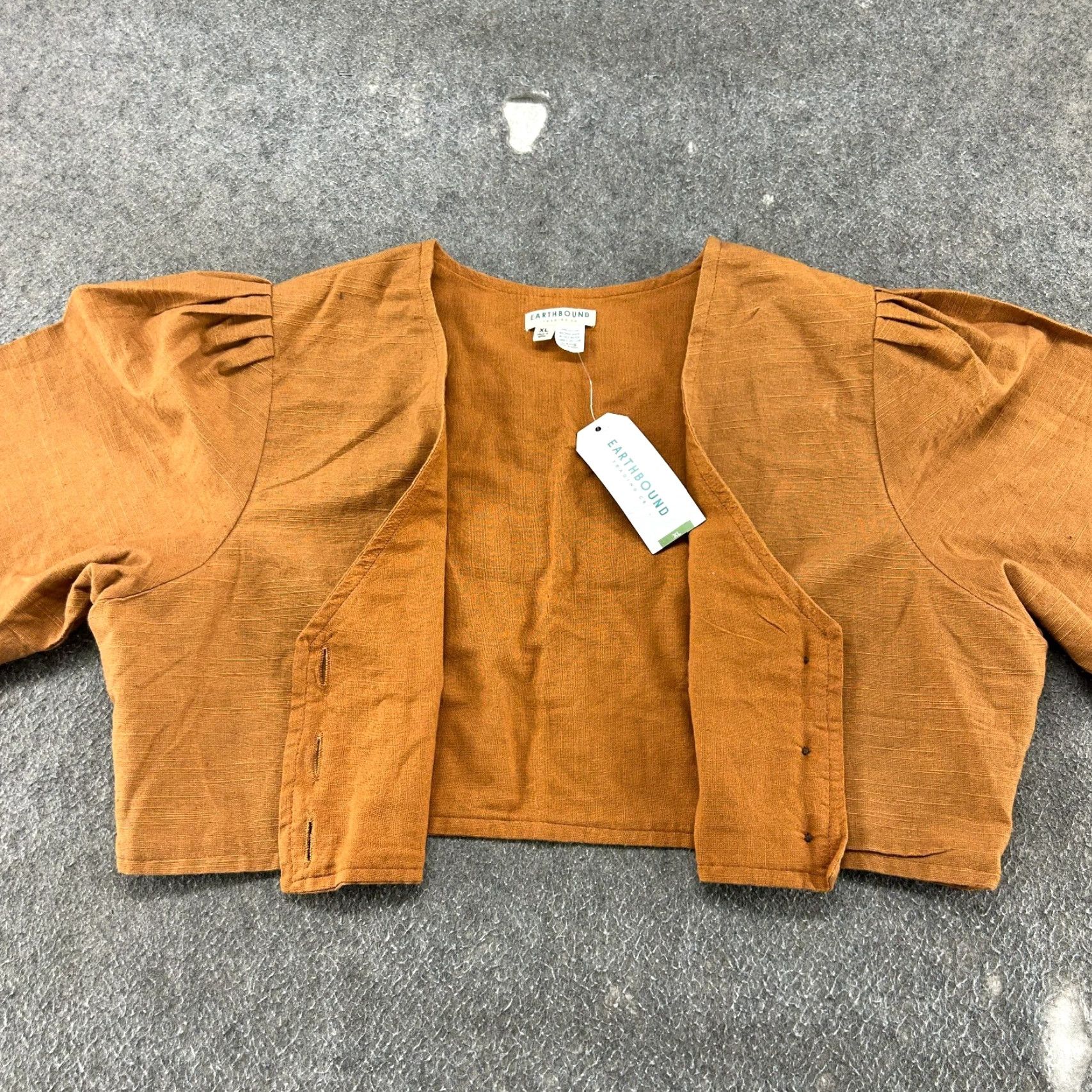 Bell VINTAGE Earthbound Jacket Womens XL Brown Cardigan Bell Sleeves Cropped Crop Butterfly 80s Womens Jacket Size XL / US 12-14 / IT 48-50 - 3 Thumbnail