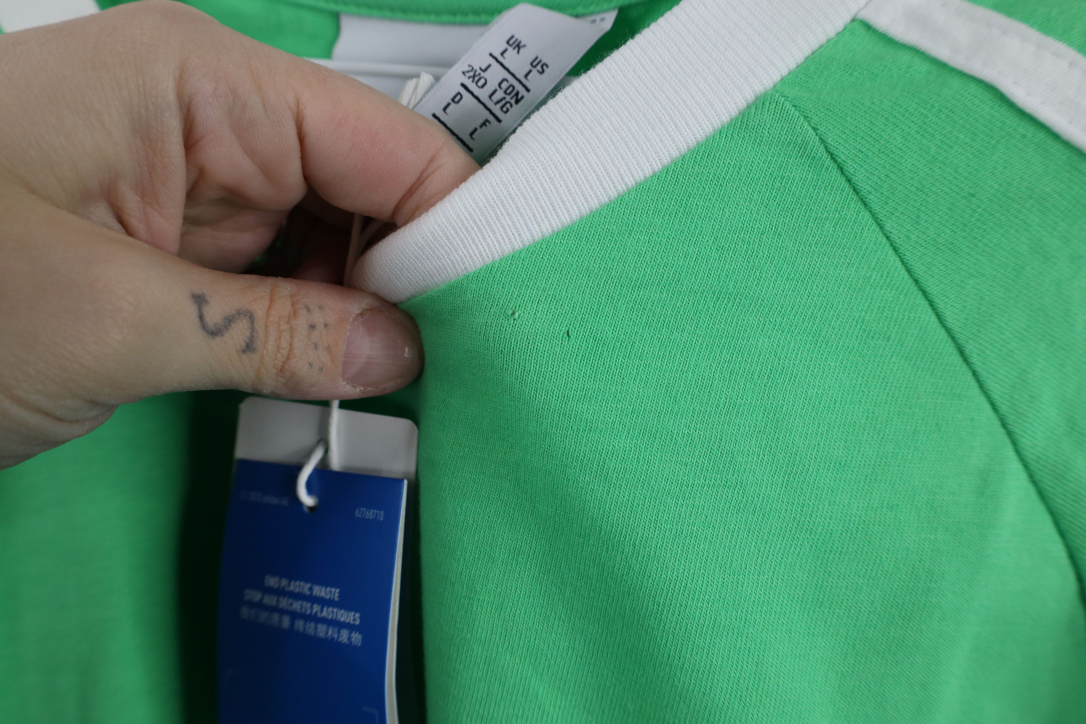 Adidas × Vintage New Adidas Trefoil Striped Short Sleeve Ringer T-Shirt Lime Size US L / EU 52-54 / 3 - 6 Thumbnail
