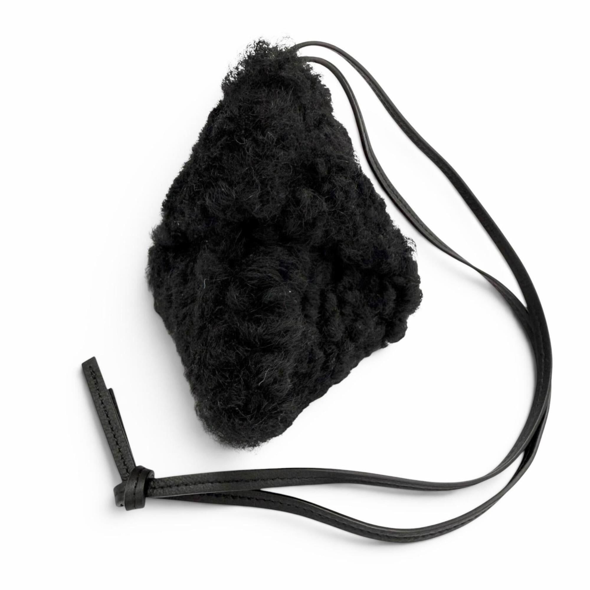 Loewe LOEWE Puzzle Fold Charm, Shearling & Mouton Bag Black, Made in Spain, Women's, with Dust Bag. Size ONE SIZE - 1 Thumbnail