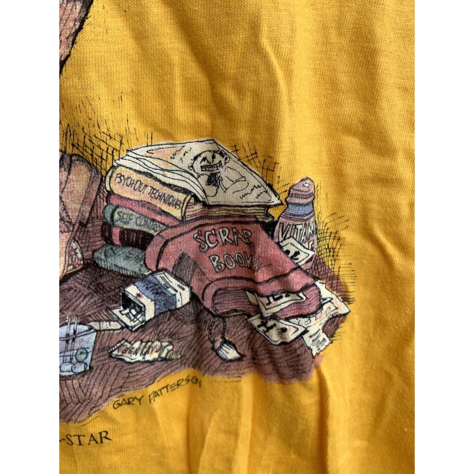 Hanes VINTAGE Hanes T-Shirt 70s 1970s Gary Patterson All Star Bowling Theme Short Sleeve Yellow Mens S Size US S / EU 44-46 / 1 - 4 Thumbnail