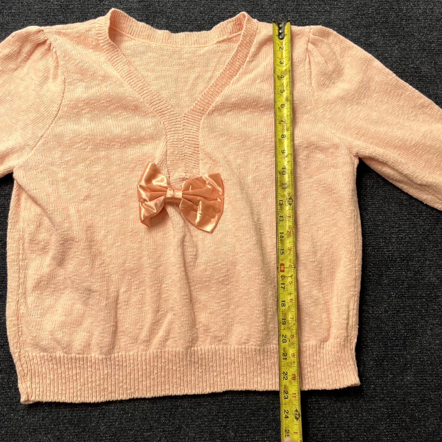 Vintage VINTAGE Sweater Womens Large Pink Knit Pullover V-Neck Satin Bow Long Sleeve Size M / US 6-8 / IT 42-44 - 3 Thumbnail