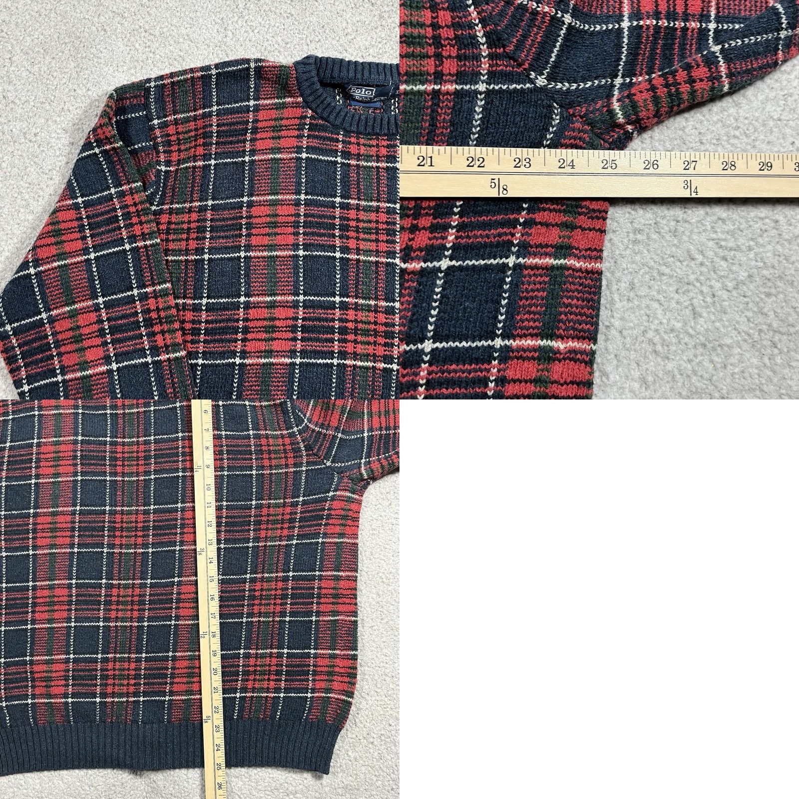 Polo Ralph Lauren Polo Ralph Lauren Sweater Mens XL Plaid Knit Long Sleeve Cotton Crewneck VTG 90s Size US XL / EU 56 / 4 - 8 Thumbnail