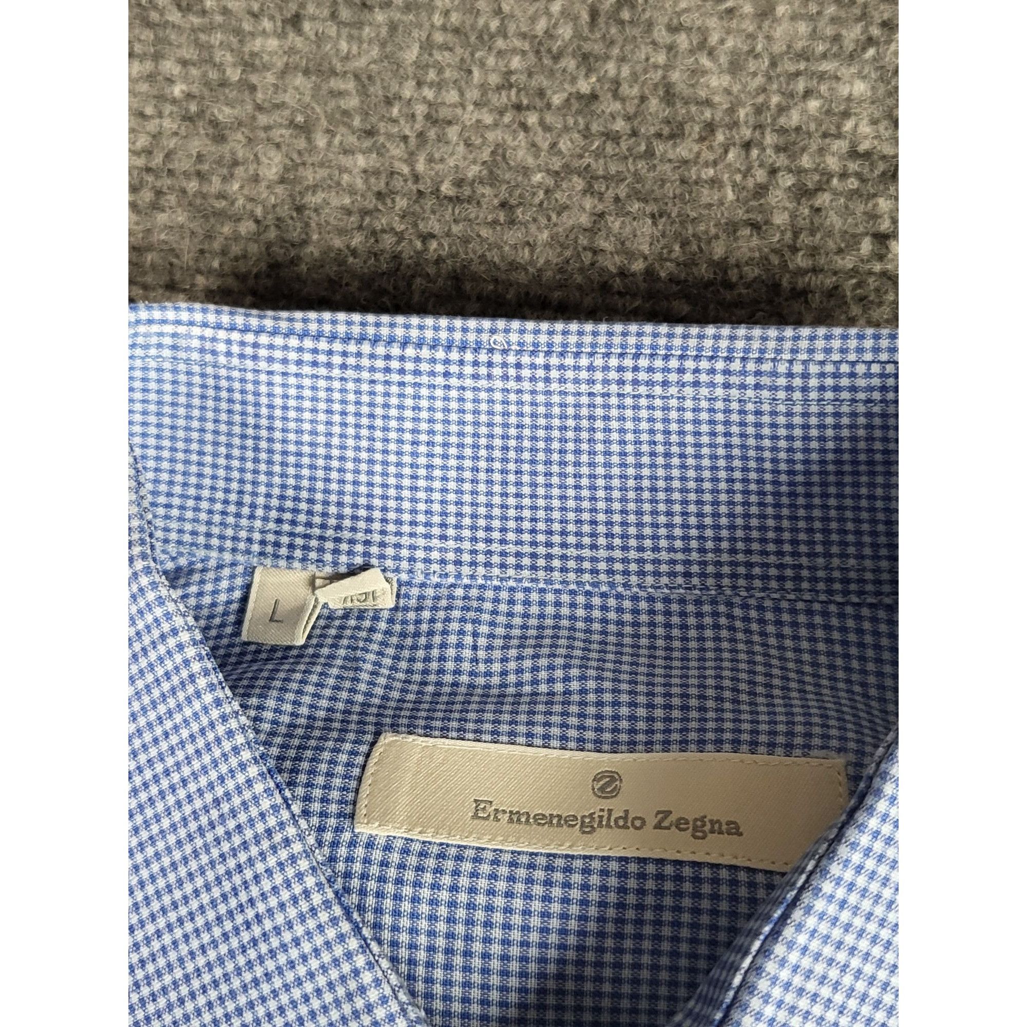 Ermenegildo Zegna Ermenegildo Zegna Button Up Shirt Men Sz L Gingham Blue Whit Size US L / EU 52-54 / 3 - 5 Thumbnail