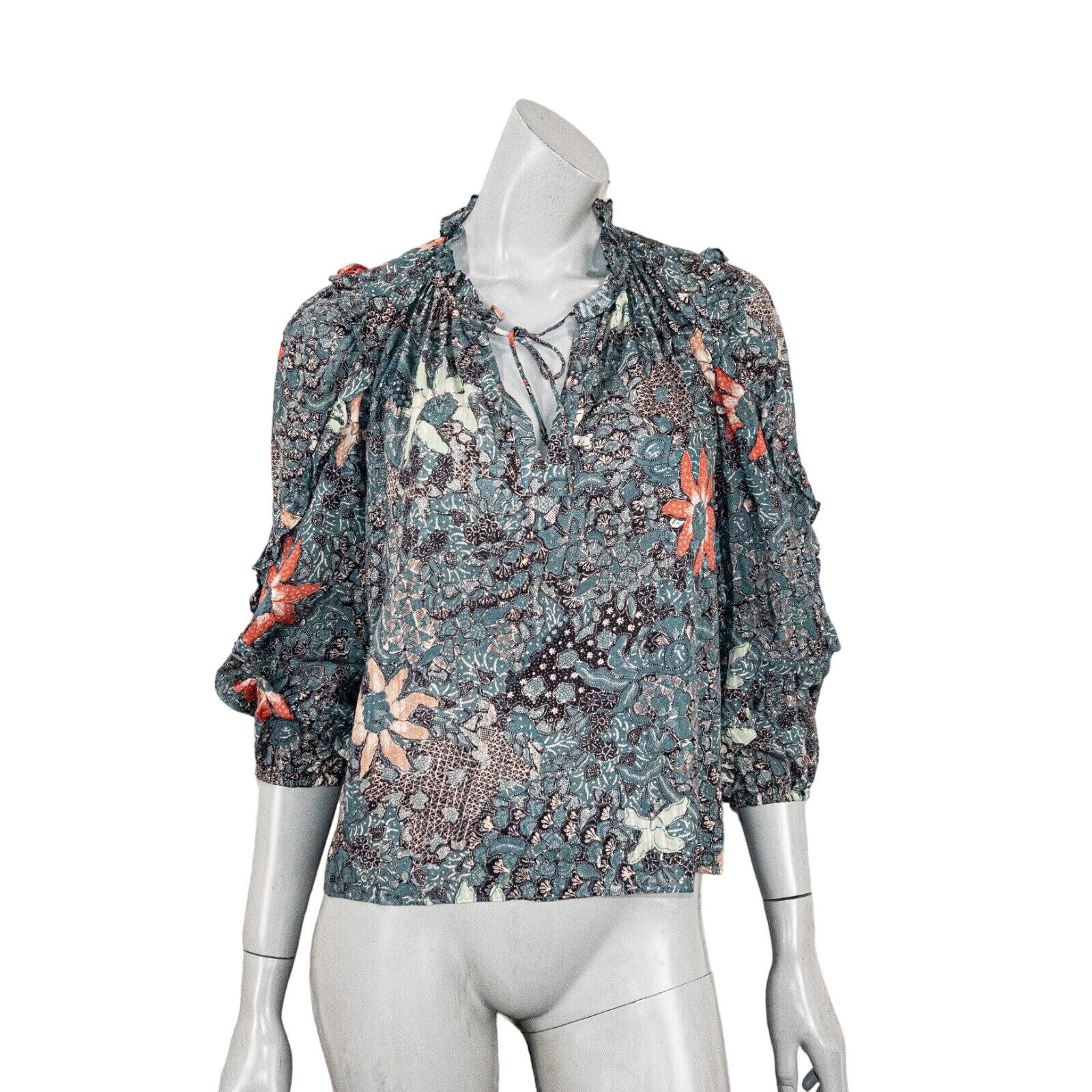 Ulla Johnson Ulla Johnson Manet Blouse Azul Floral BOHO Ruffle trime 0 Size XS / US 0-2 / IT 36-38 - 2 Thumbnail