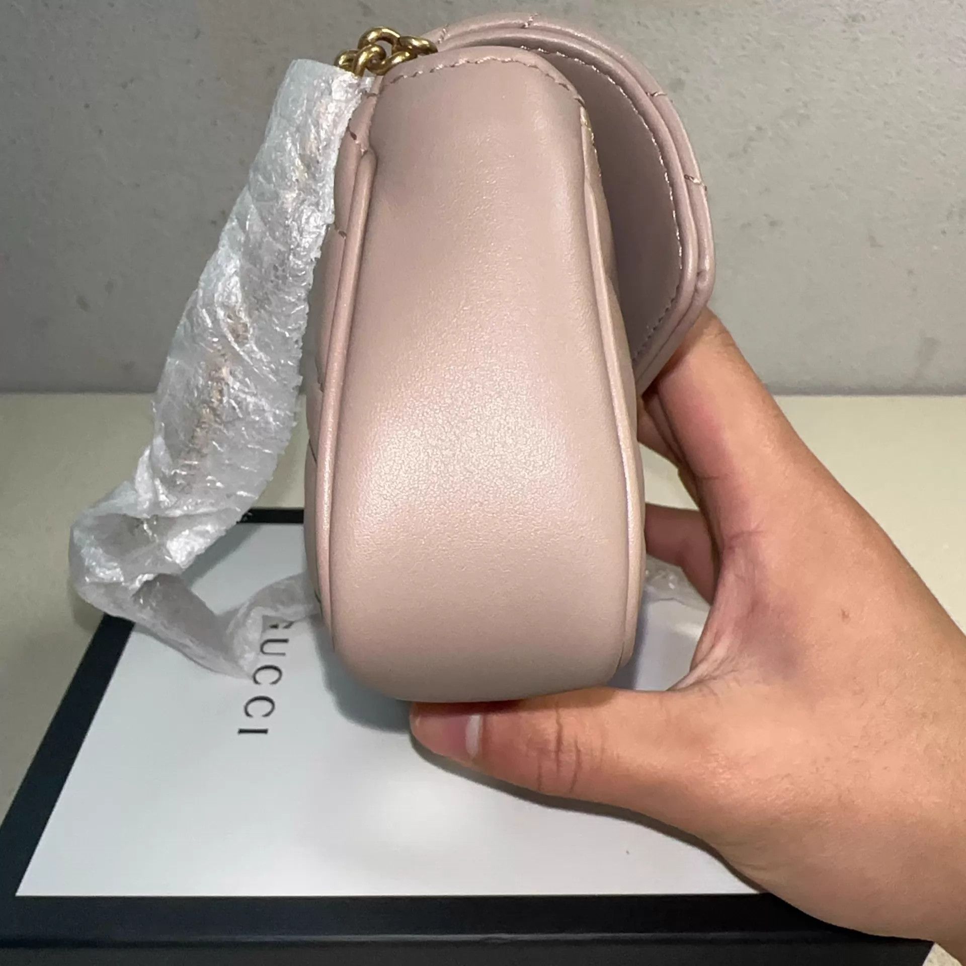 Gucci GUCCI GG Marmont mini Beige leather chain bag Size ONE SIZE - 6 Thumbnail