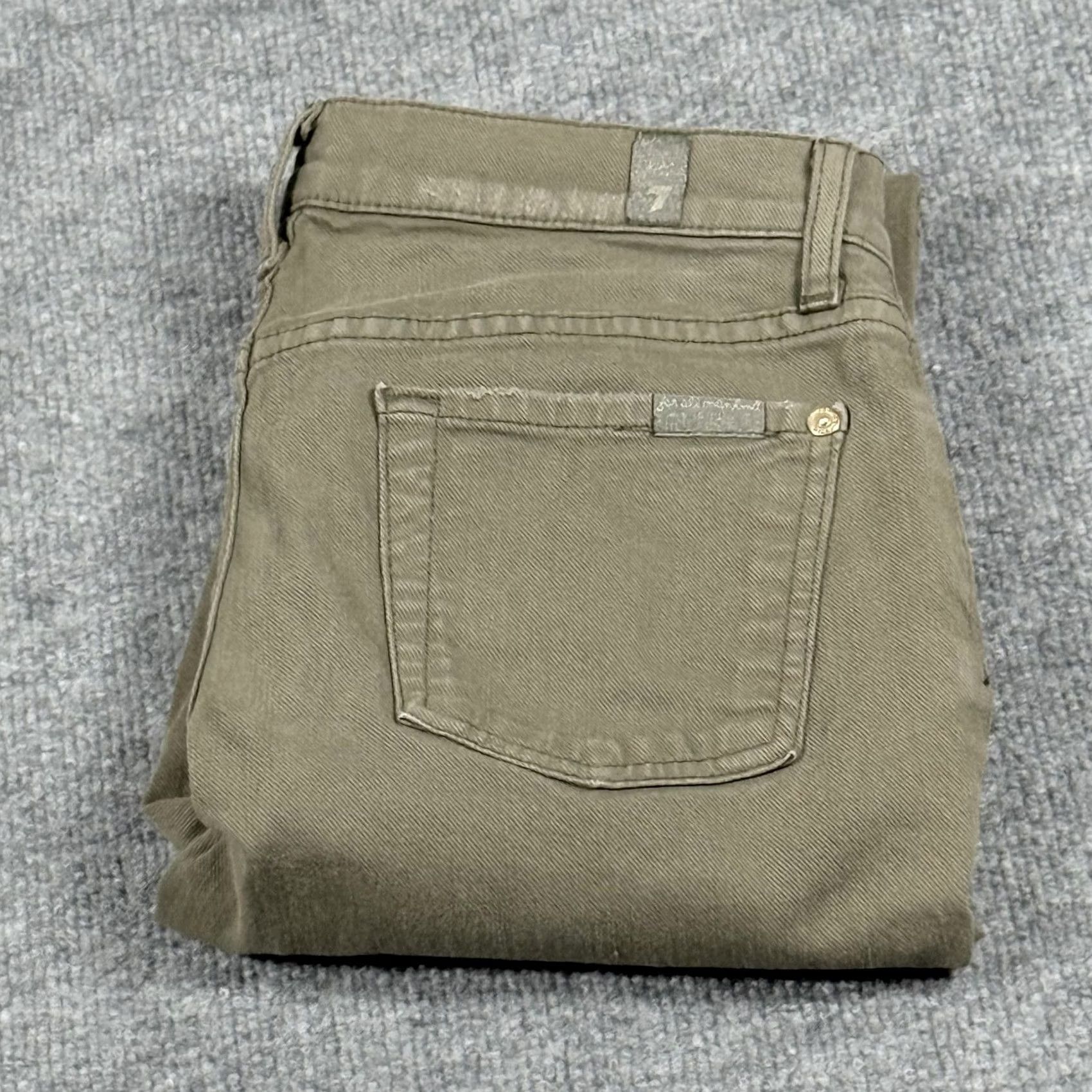 7 For All Mankind VINTAGE 7 For All Mankind Jeans Womens 26 Olive Green Distressed Skinny Stretch USA Size 26" / US 2 / IT 38 - 2 Thumbnail