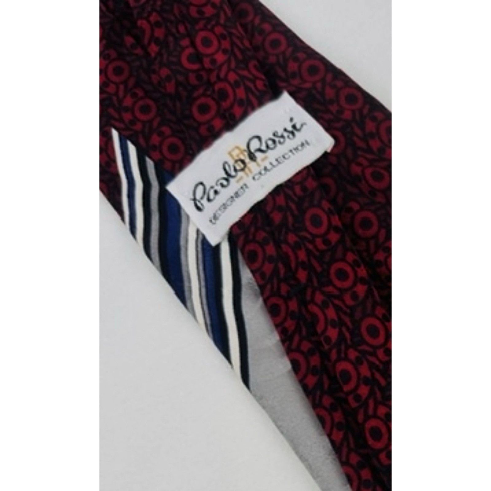Other Paolo Rossi Designer Silk Tie Red/Black USA Geometric VTG Size ONE SIZE - 3 Thumbnail