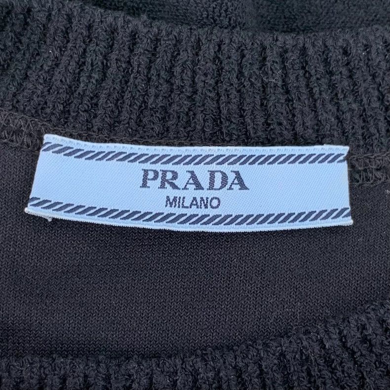Prada Prada Size 36 Black logo letter embroidery cotton round-ne Size US XXS / EU 40 - 6 Thumbnail