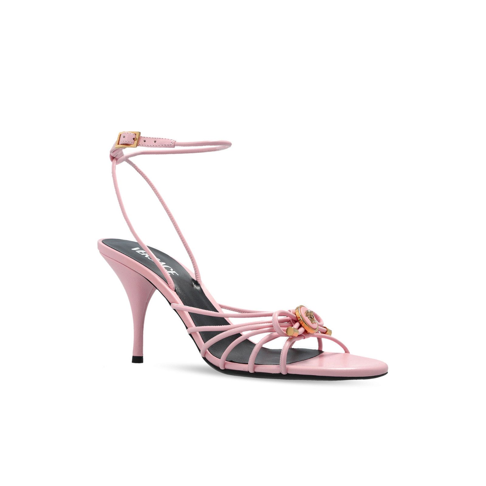 Versace VERSACE Pink Leather Heeled Sandals New & Authentic (Size:5; Size US 5 / IT 35 - 2 Thumbnail