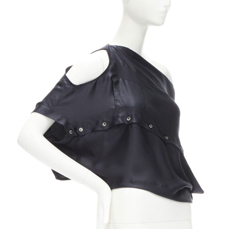 Maison Margiela MAISON MARGIELA 2005 Vintage 100% silk black sideways off shoulder top IT42 M Size M / US 6-8 / IT 42-44 - 1 Thumbnail