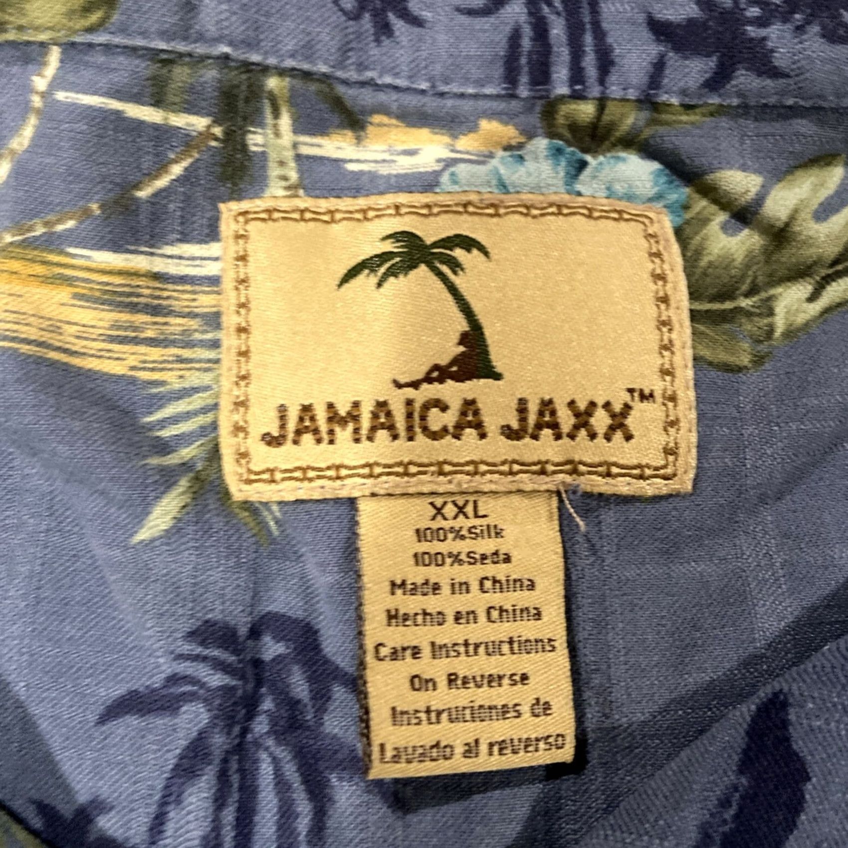 Vintage Jamaica Jaxx Button-Up Shirt 2XL Men Silk Floral Hawaiian Blue Short SleeveCollar Down Regular Mens Size US XXL / EU 58 / 5 - 6 Thumbnail