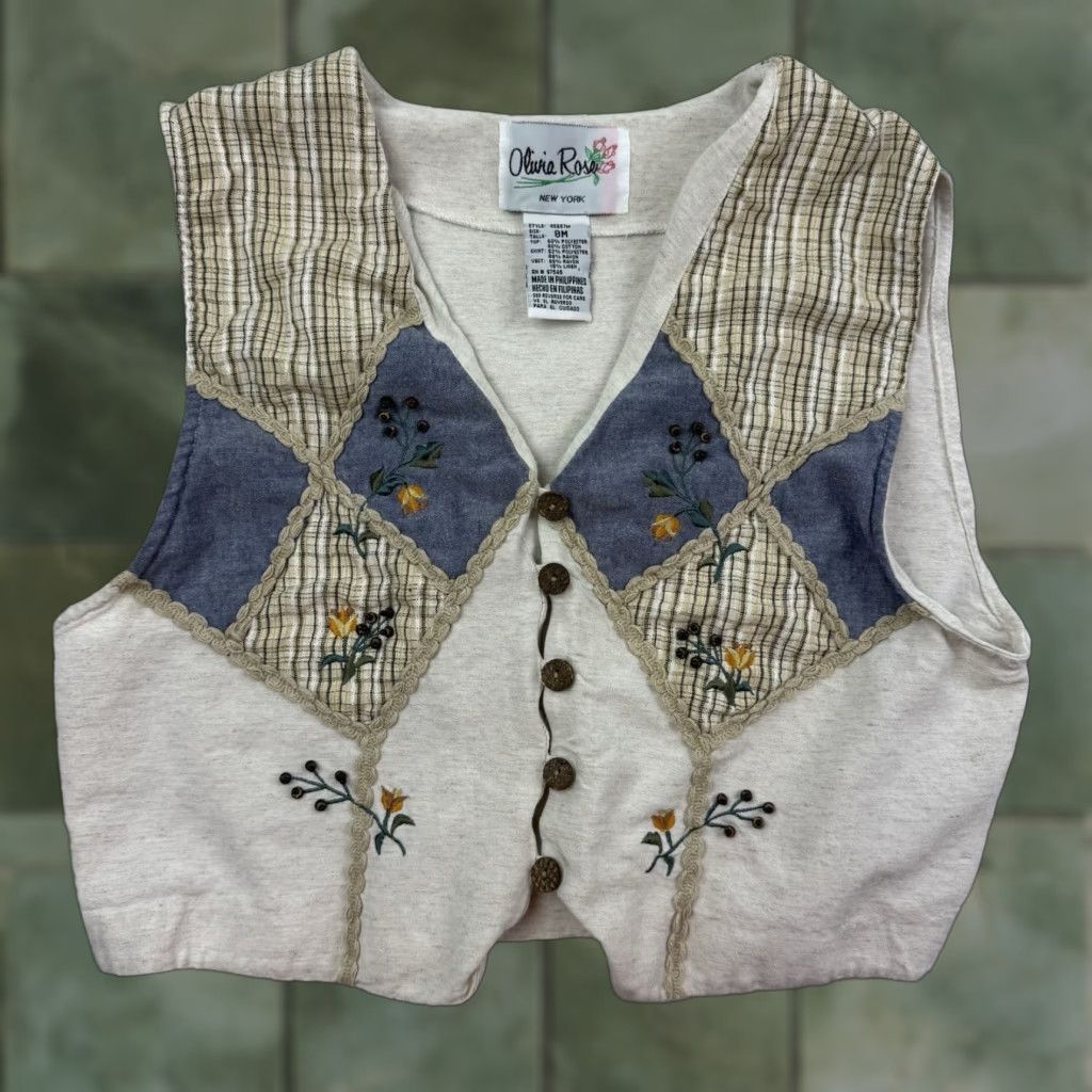 Vintage VINTAGE Geometric Olivia Rose Vest Womens 8M Button-Up Sleeveless Floral Geometric 80s 90s Womens Size M / US 6-8 / IT 42-44 - 1 Thumbnail