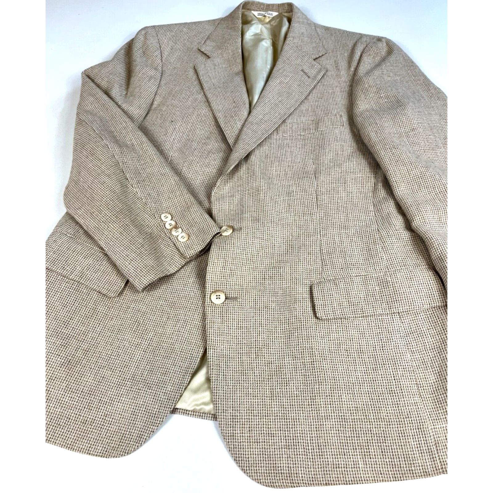 Ralph Lauren VINTAGE Ralph Lauren Polo University Club Blazer Jacket Men Wool Tweed 42 Beige 90s Classic Designer Size US XL / EU 56 / 4 - 4 Thumbnail