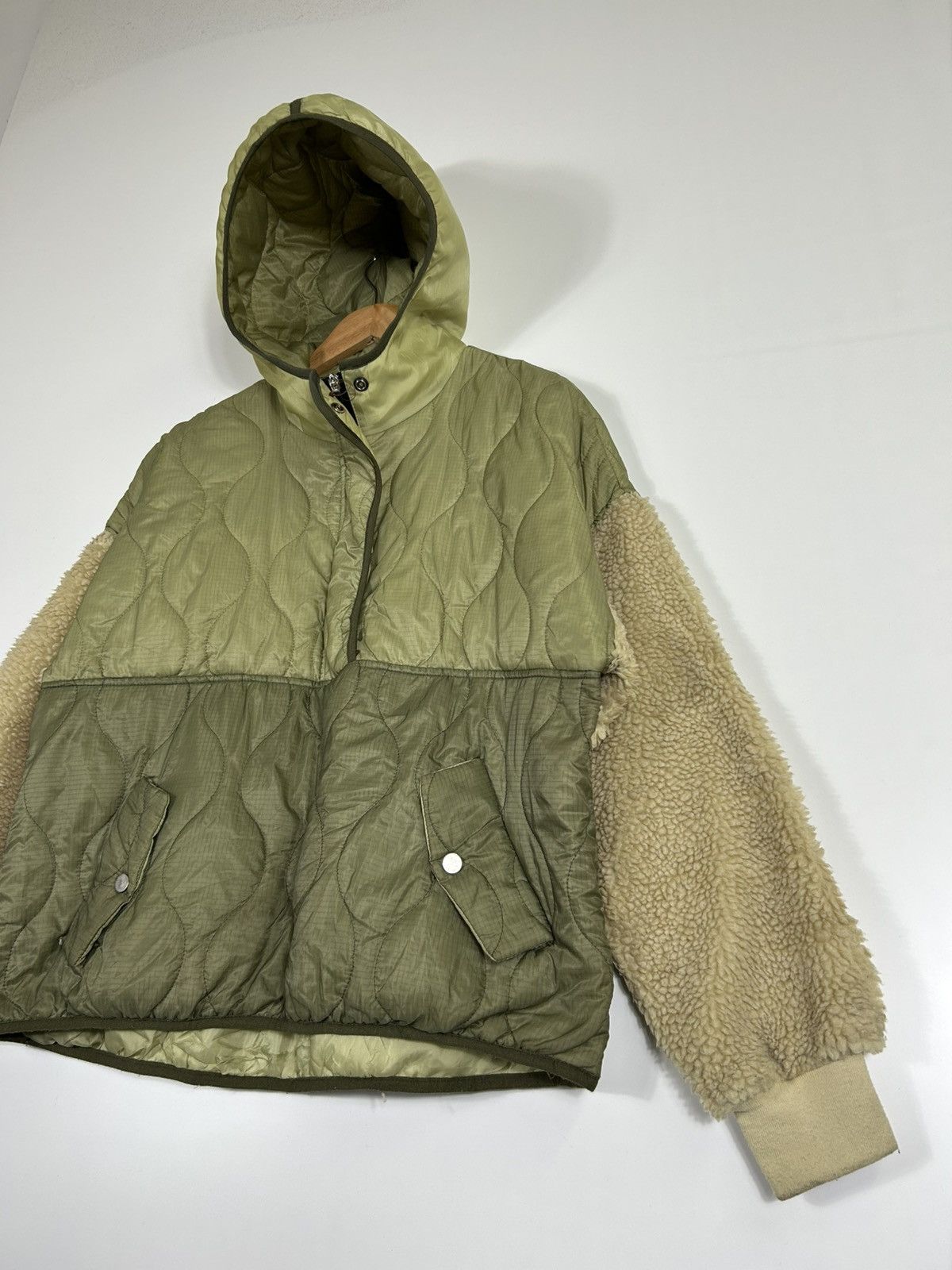 Japanese Brand ⚡️Vintage Didot Hooded Quilted Sleeve Fleece Half Zipper Size US M / EU 48-50 / 2 - 3 Thumbnail
