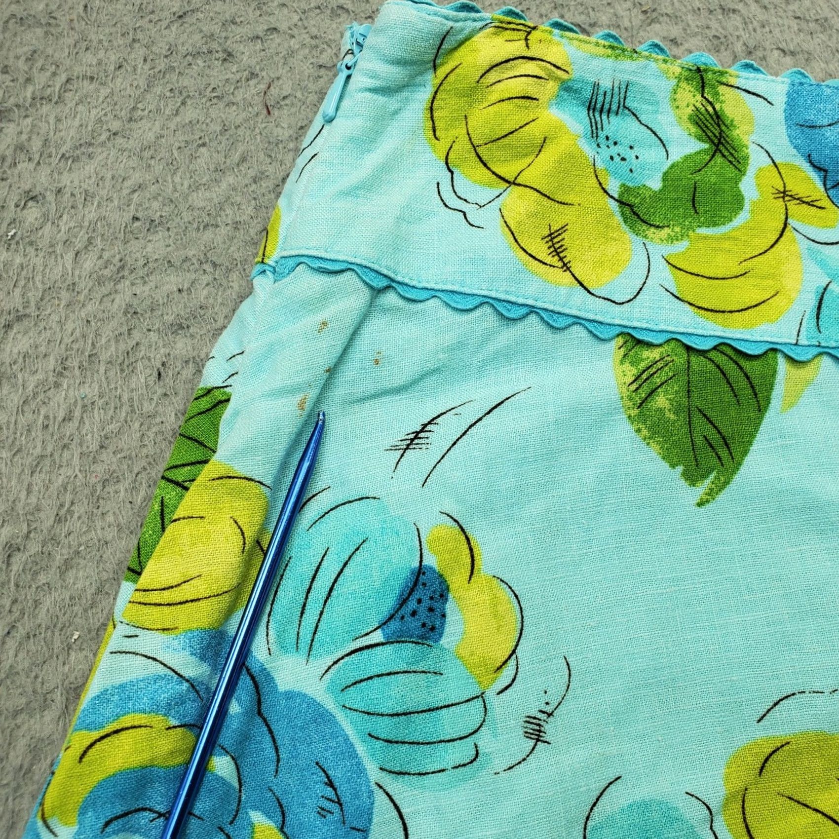 Liz Claiborne Liz Claiborne A-Line Skirt Womens 10 Multicolor Floral Linen Side Zip High Waist Skirt Size 32" / US 10 / IT 46 - 5 Thumbnail