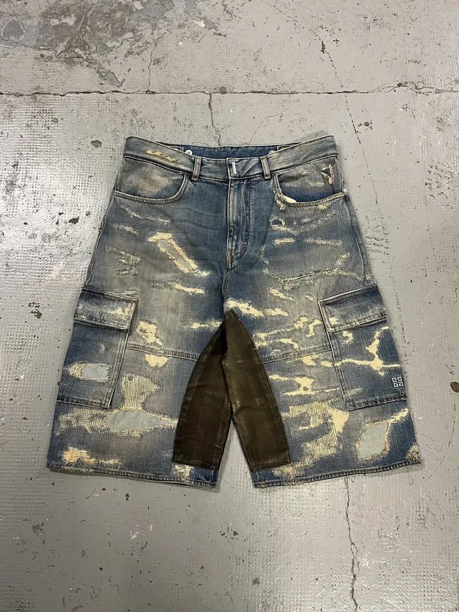 Givenchy Givenchy Boro Distressed Blue Denim Short Size US 33 - 1 Thumbnail