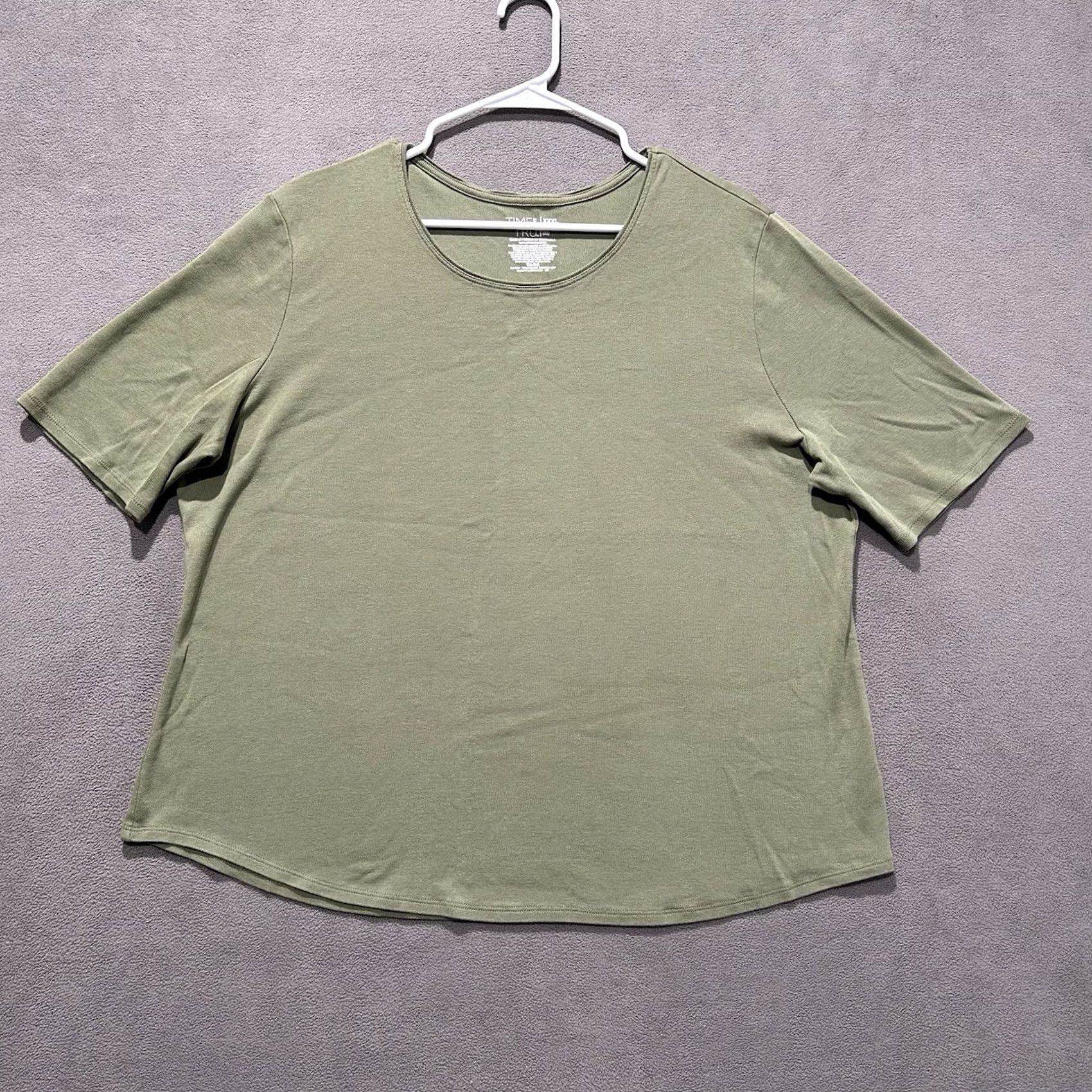 Vintage Time And Tru T-Shirt Womens 3XL Bay Leaf Green Short Sleeve Cotton Round Neck Size XXL / US 16-18 / IT 52-54 - 2 Thumbnail