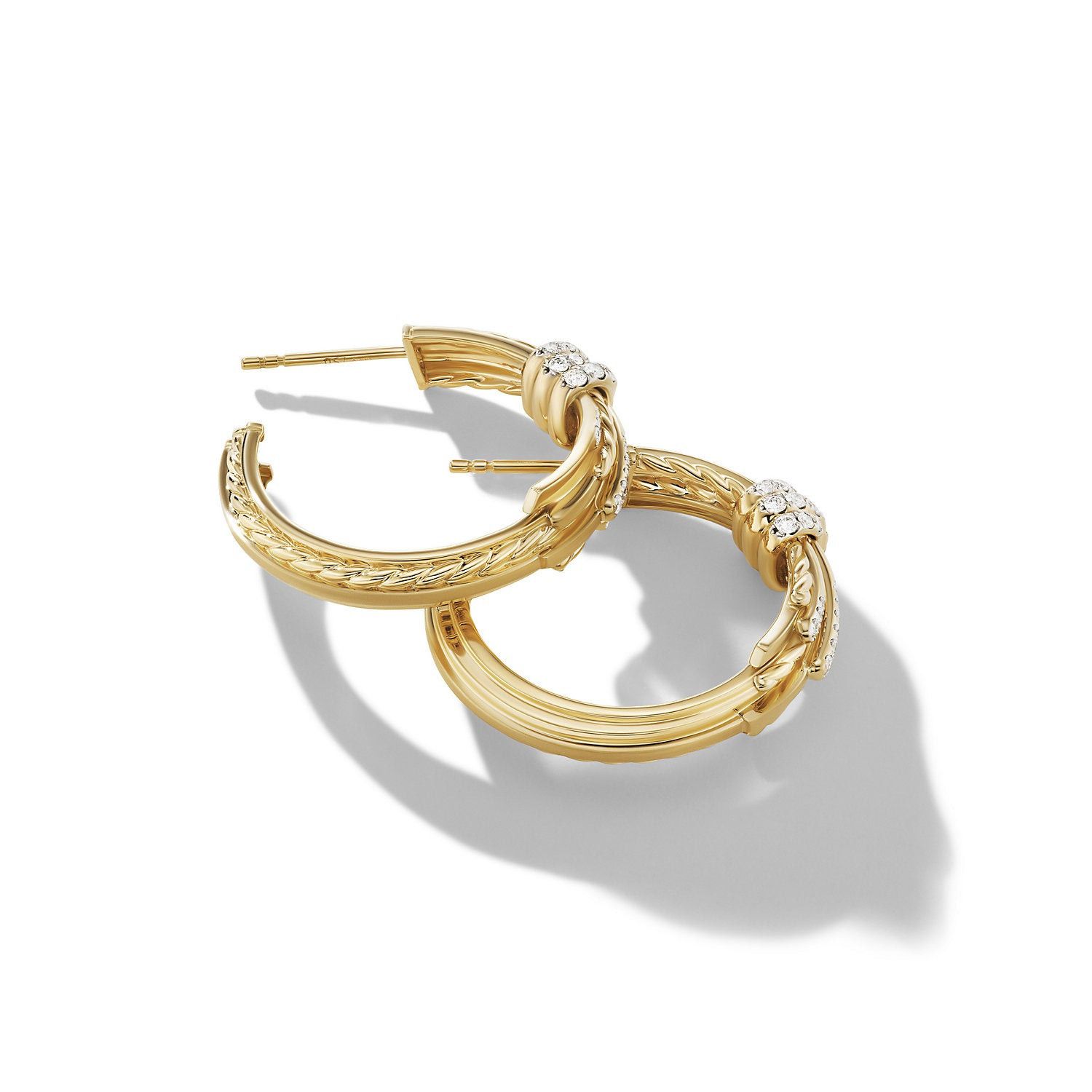 David Yurman o1w1db10325 Earrings in 18K Yellow Gold with Diamonds & 27mm Size ONE SIZE - 2 Thumbnail