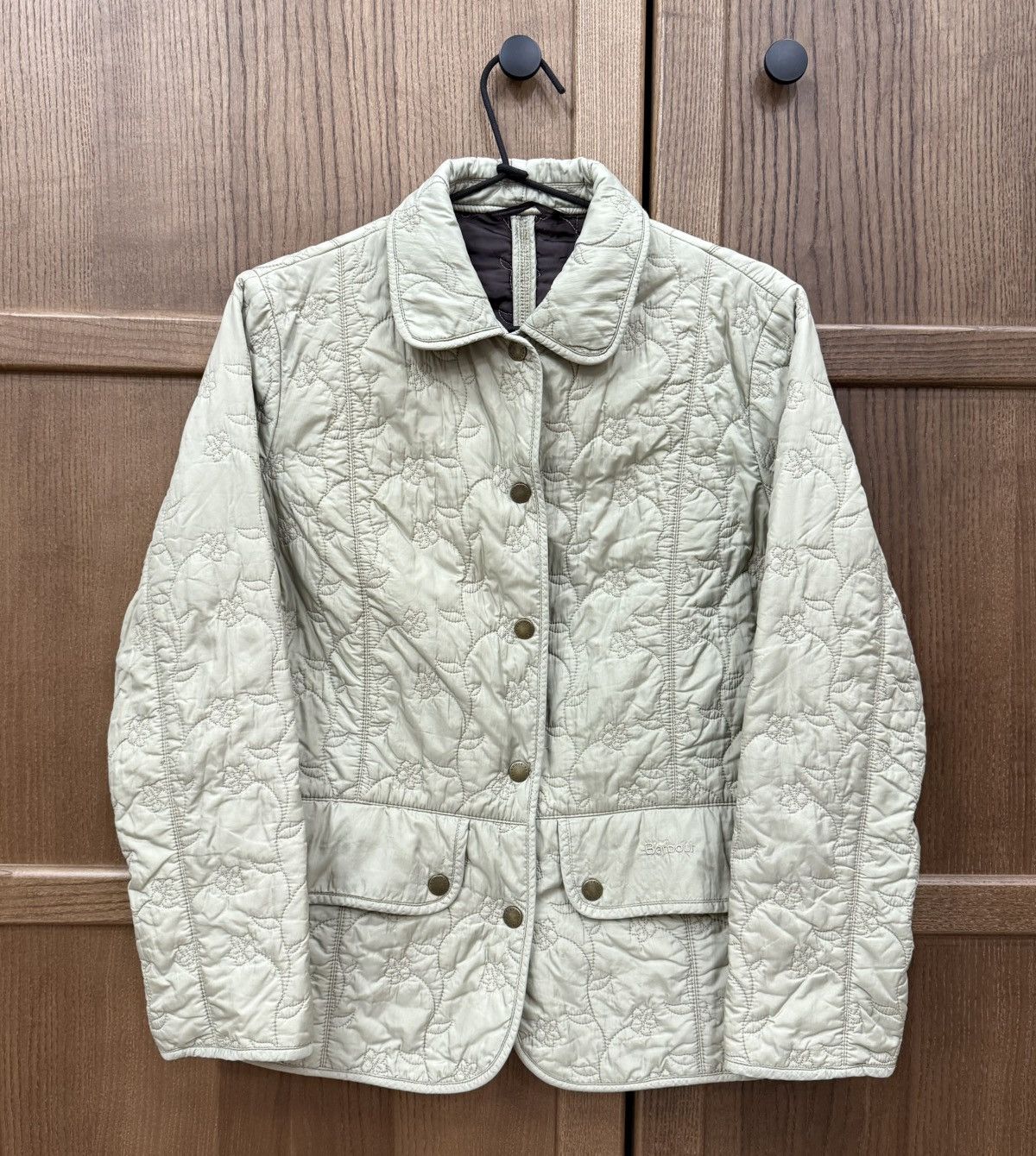 Barbour Barbour Flora Floral Cream Quilted Lightweight Jacket Size S / US 4 / IT 40 - 1 Thumbnail